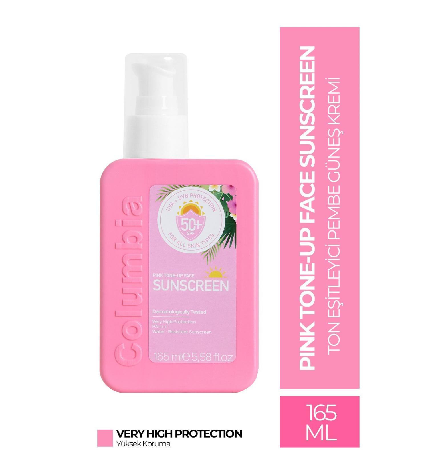 Columbia Pink Tone-Up Face Spf 50 Skin Brightening Tone-Equalizing Pink Face Sunscreen 165 ml All Skin Types