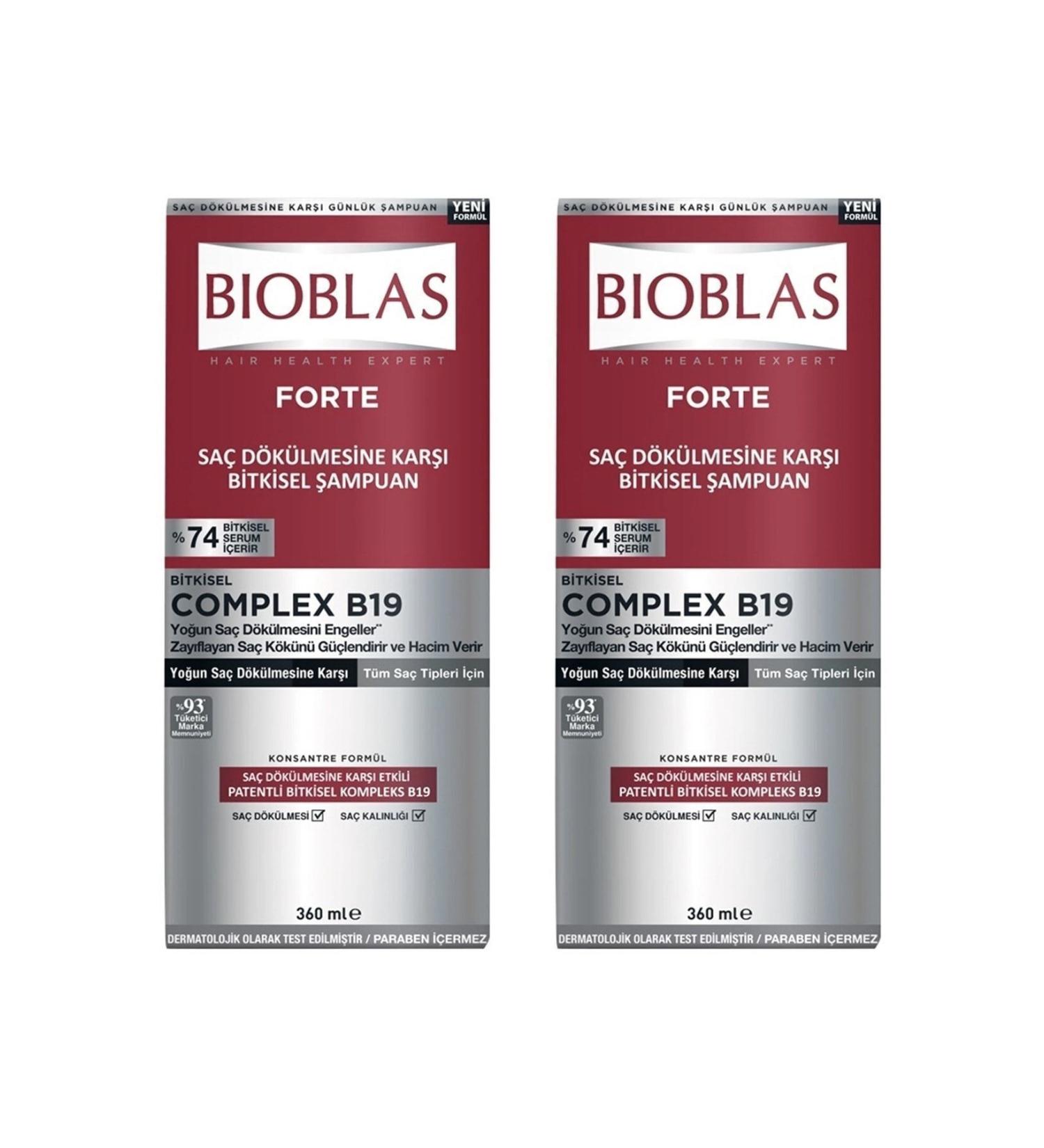 Bioblas Forte Intensive Anti-Hair Loss Herbal Shampoo 360 Ml 2 Pieces - Buy Online on GoSupps.com