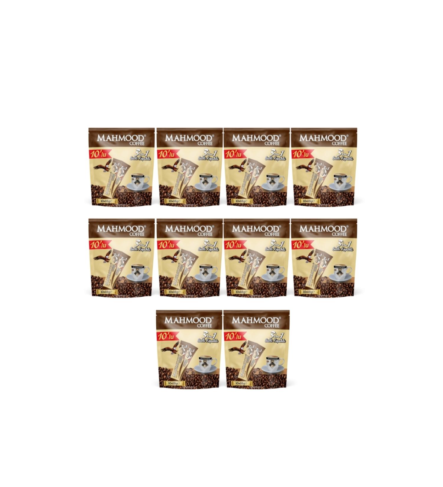 Mahmood Coffee 3 in 1 Milky Foam Coffee 18 gr x 10 Pieces x 10 Pack - Buy Online on GoSupps.com