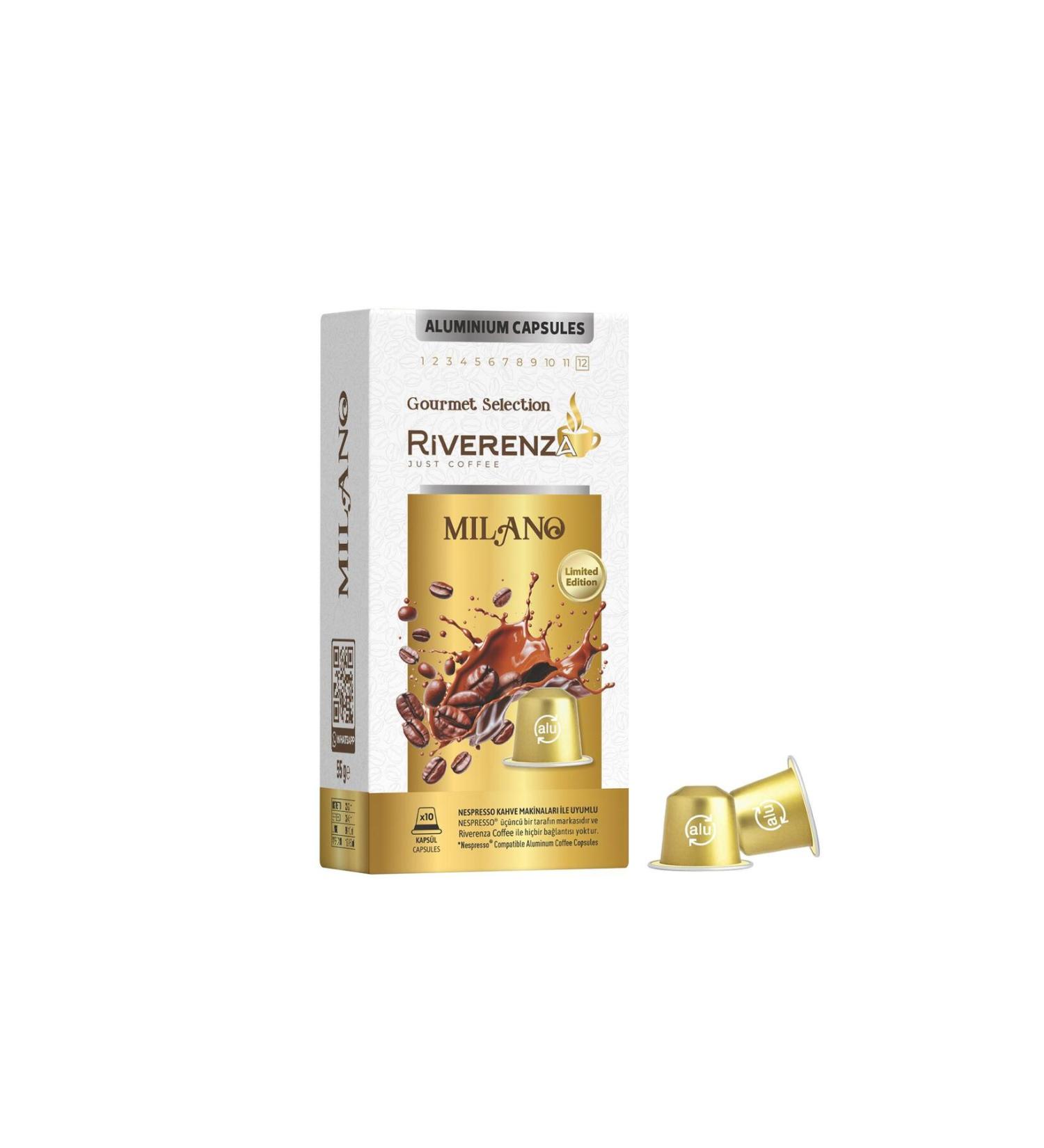 Riverenza Limited Edition Gourmet Selection Aluminum Nespresso Compatible Capsule Coffee Milano 10 Capsules