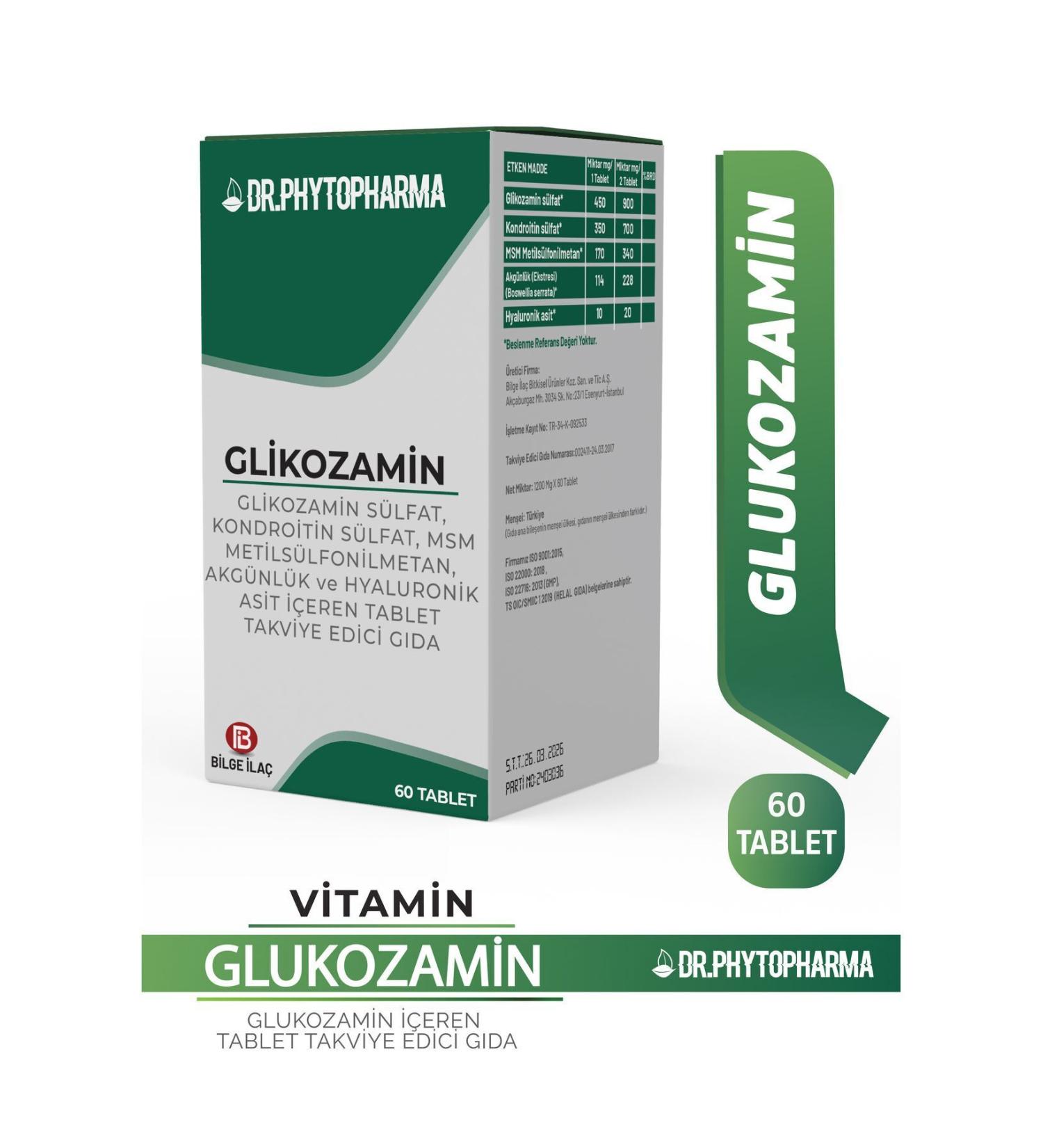 Dr Phytopharma 60 Tablets Food Supplement Containing Glucosamine Chondroitin MSM Hyaluronic Acid and Frankincense Extract