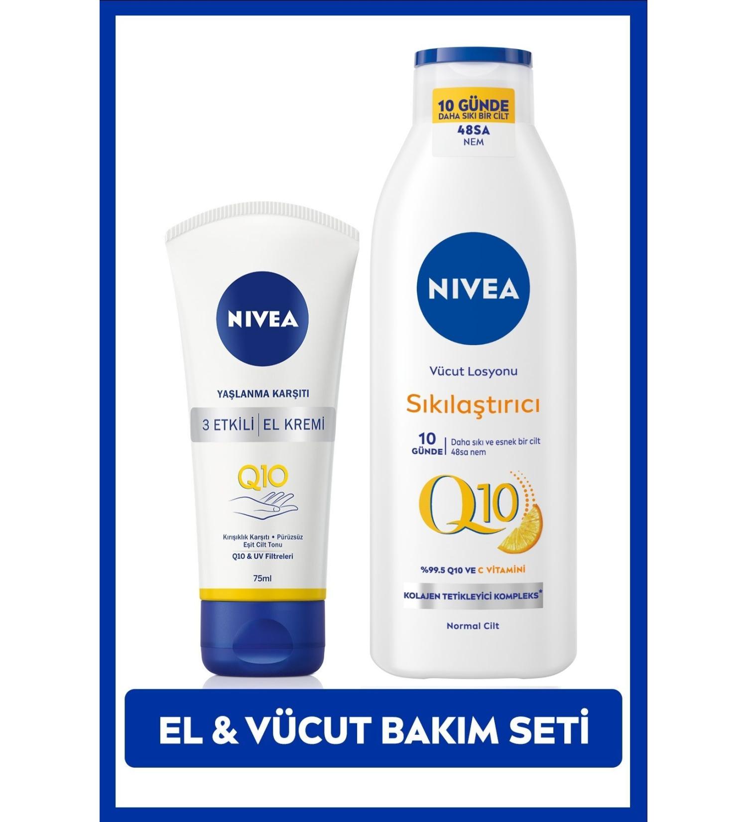 NIVEA Q10 Vitamin C Firming Body Lotion 250ml and Anti-Wrinkle Anti-Aging Hand Cream 75ml - Buy Online on GoSupps.com