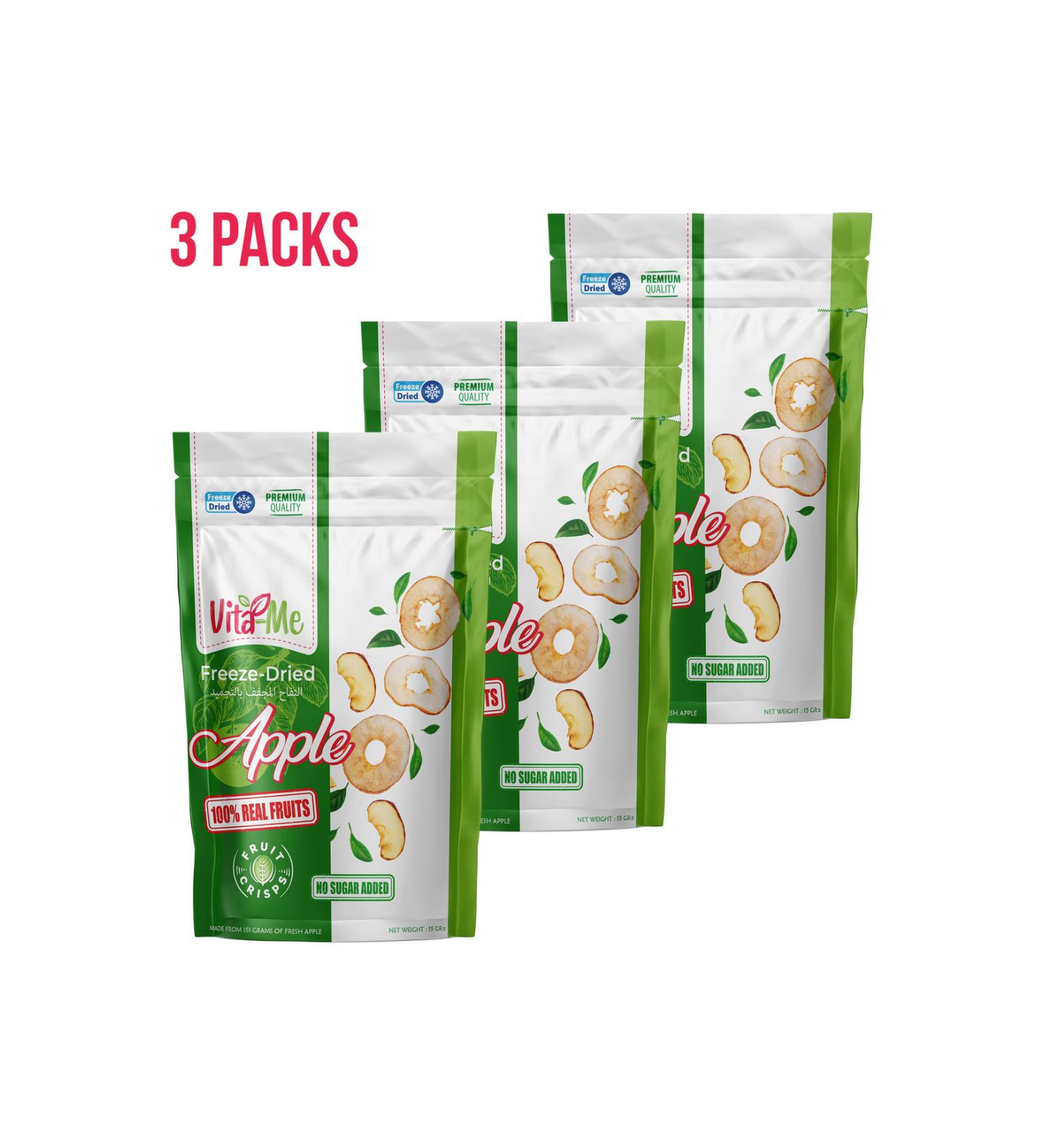 Vita-Me Freeze Dried Apple 15 Grams - Freeze Dried Crispy Apple Snack 3 Pieces