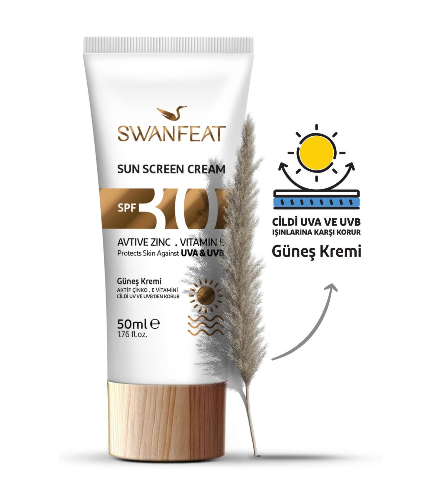 SWANFEAT Anti-Aging and Anti-Spot Colorless Oil-Free SPF 30 Sunscreen Cream with Hyaluronic Acid 50 ml