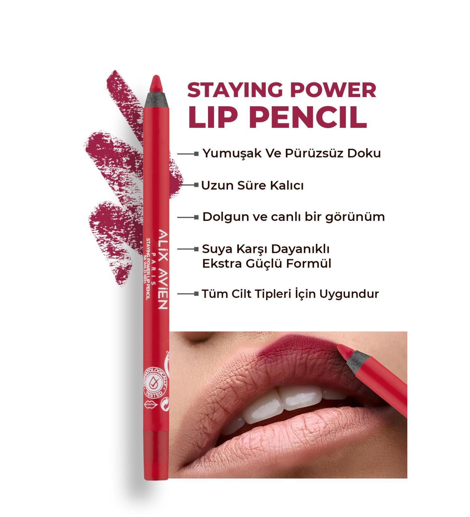 Alix Avien Long-Lasting Waterproof Lip Pencil - Staying Power Lip Pencil 56 Wild Red - Buy Online on GoSupps.com