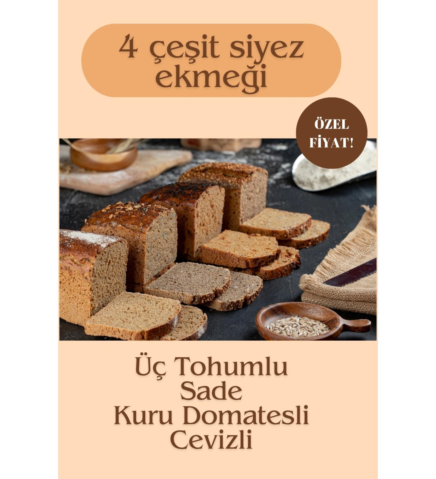 Siyez House 4 kg 0 Siyez Bread 4-pack 4x1kg (Plain-Dried Tomato-Three Seeds-Walnut)