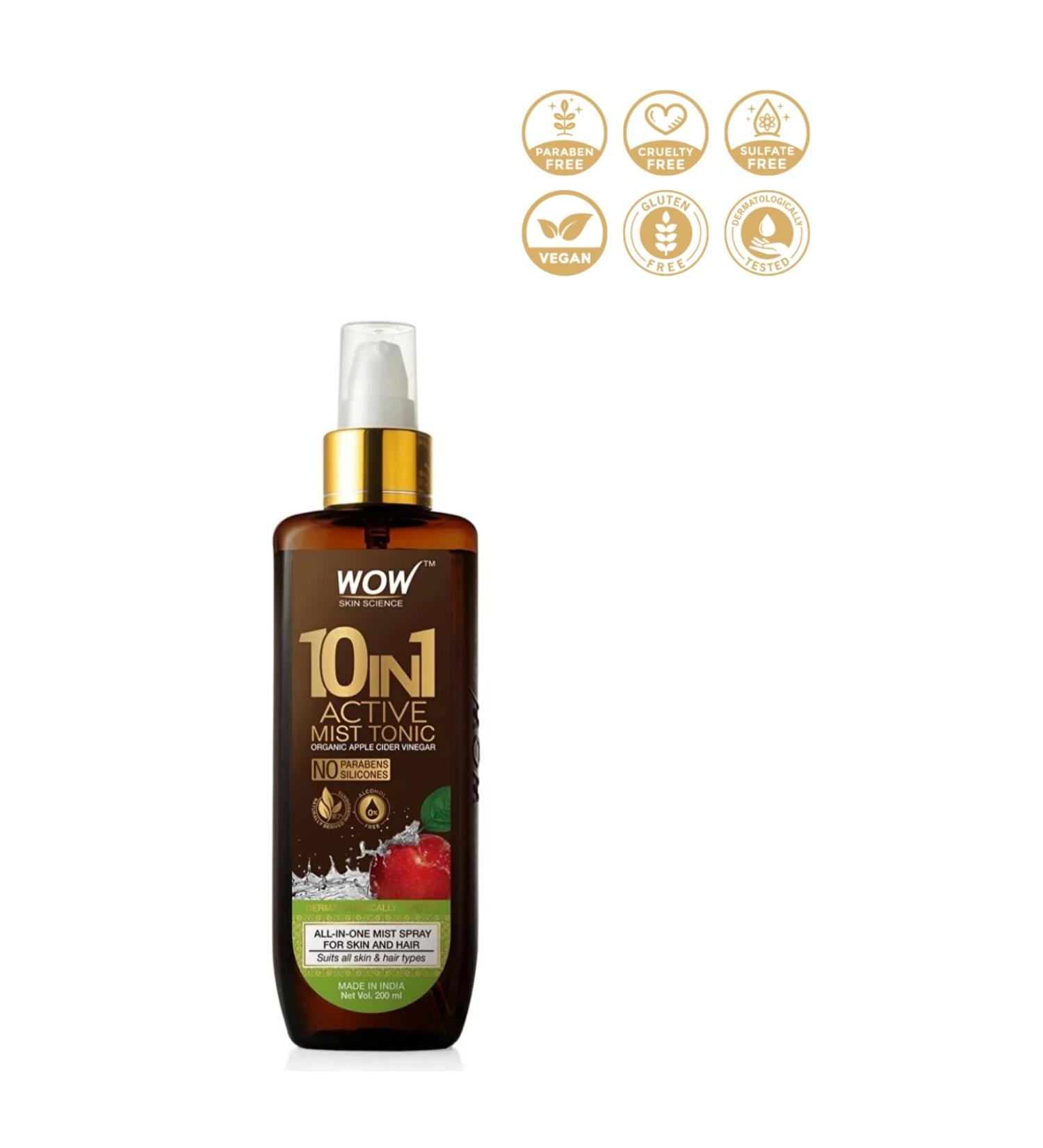 WOW Skin Science 10in1 Apple Cider Vinegar Mist Toner - Alkohol-Skin Tone Equalizer Witch Hazel Extract 200ml