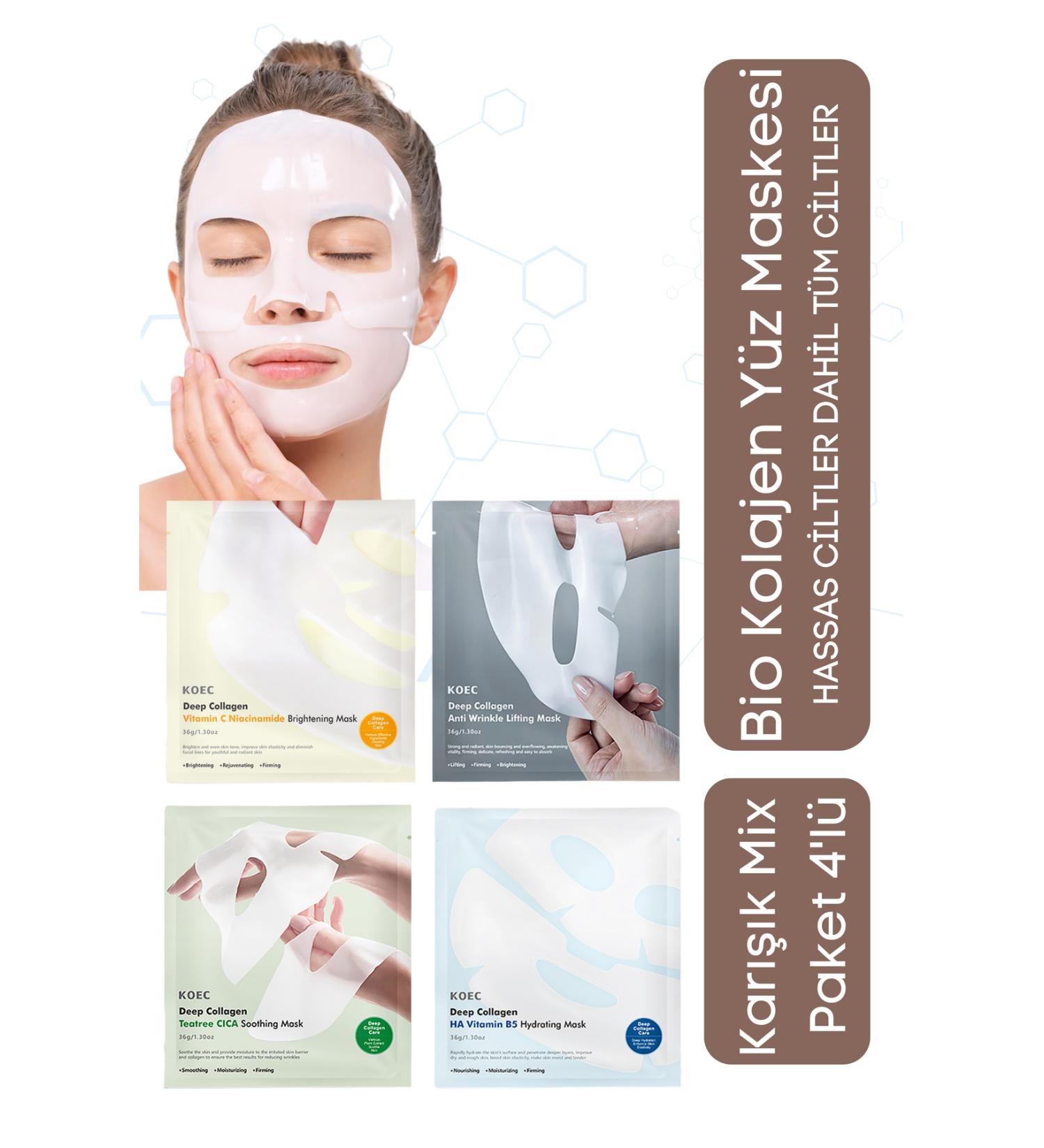 KOEC Bio Deep Collagen Clearing Face Mask Set Korean Beauty and Skin Care Brightness Moisturizing 4-Piece - Buy Online on GoSupps.com