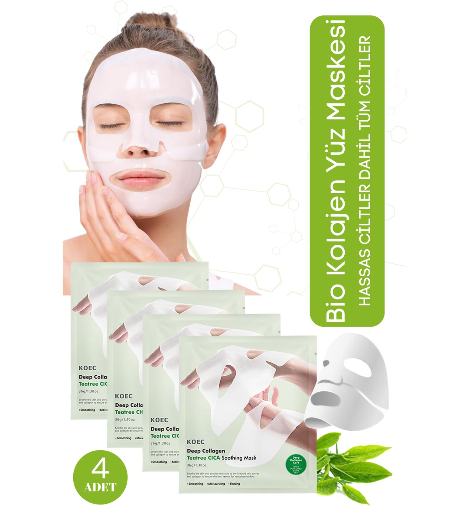 KOEC Bio Collagen Transparent Natural Korean Mask Skin Soothing Anti-Acne - Teatree CICA Soothing 4pcs - Buy Online on GoSupps.com