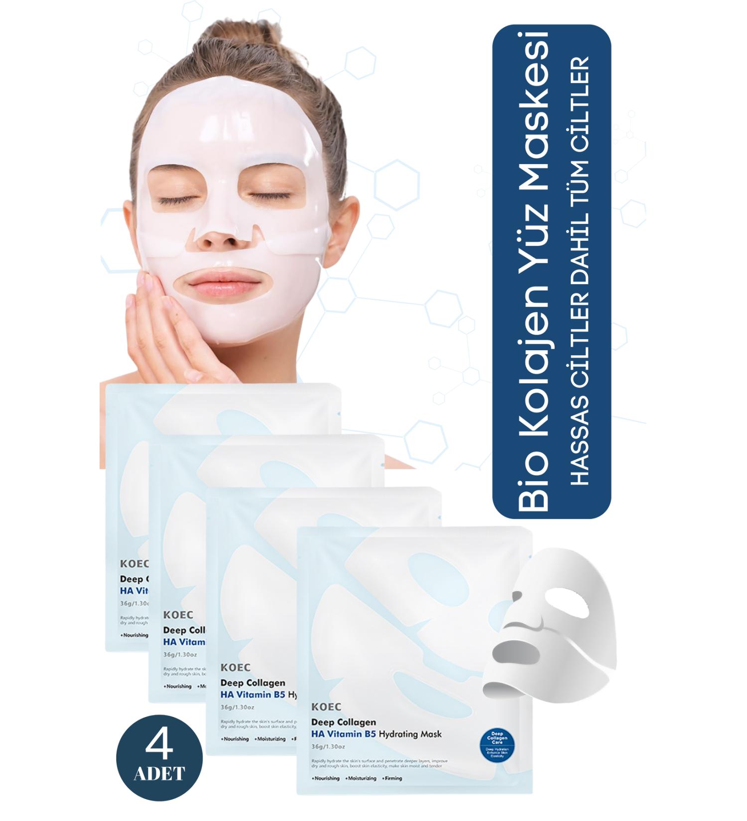 KOEC Bio Collagen Transparent Natural Skin Mask Instant Brightening Moisturizing Korean Mask HA Vitamin B5 4pcs - Buy Online on GoSupps.com