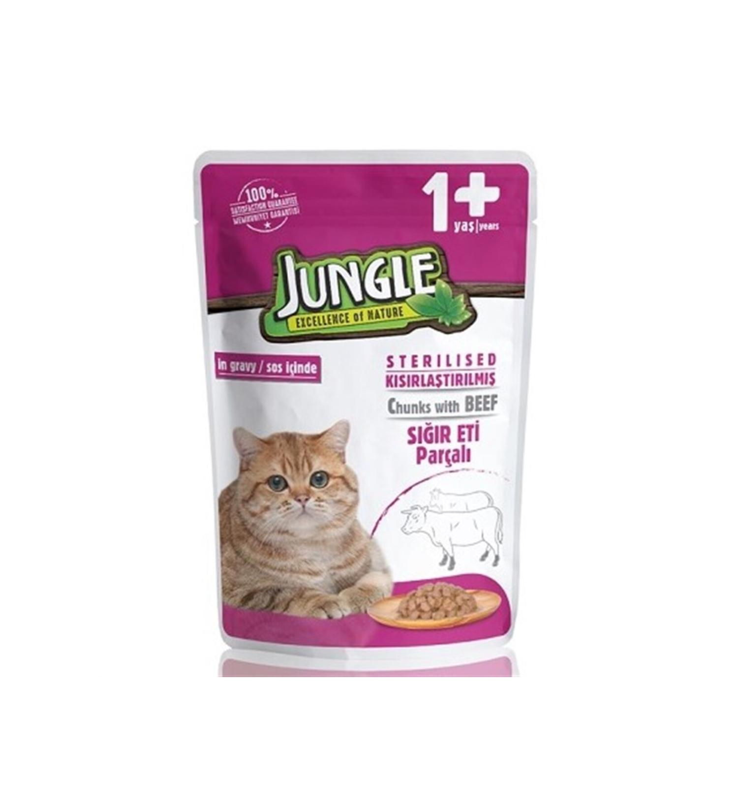 Jungle Steak Neutered Cat Pouch 100 gr X 12 Pieces