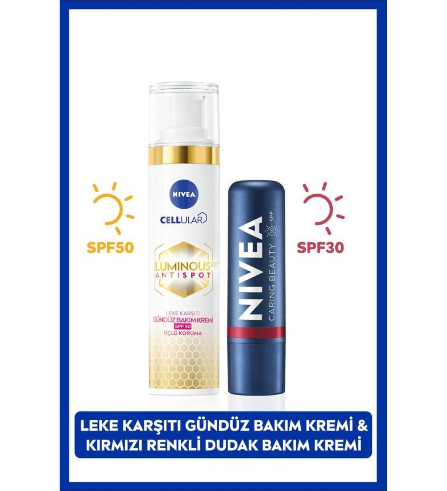 NIVEA Red Tinted Lip Care Cream Sun Protection Anti-Stain Day Face Cream 40ml BLK WW32