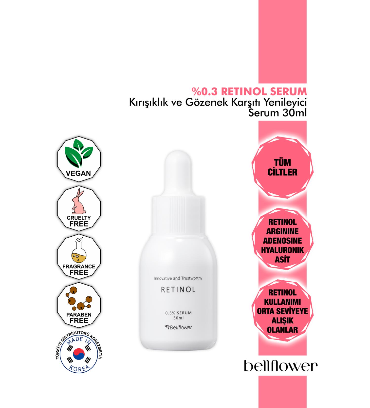 Bellflower Anti-Wrinkle and Anti-Pore Regenerating Serum with 0.3% Retinol 30ml