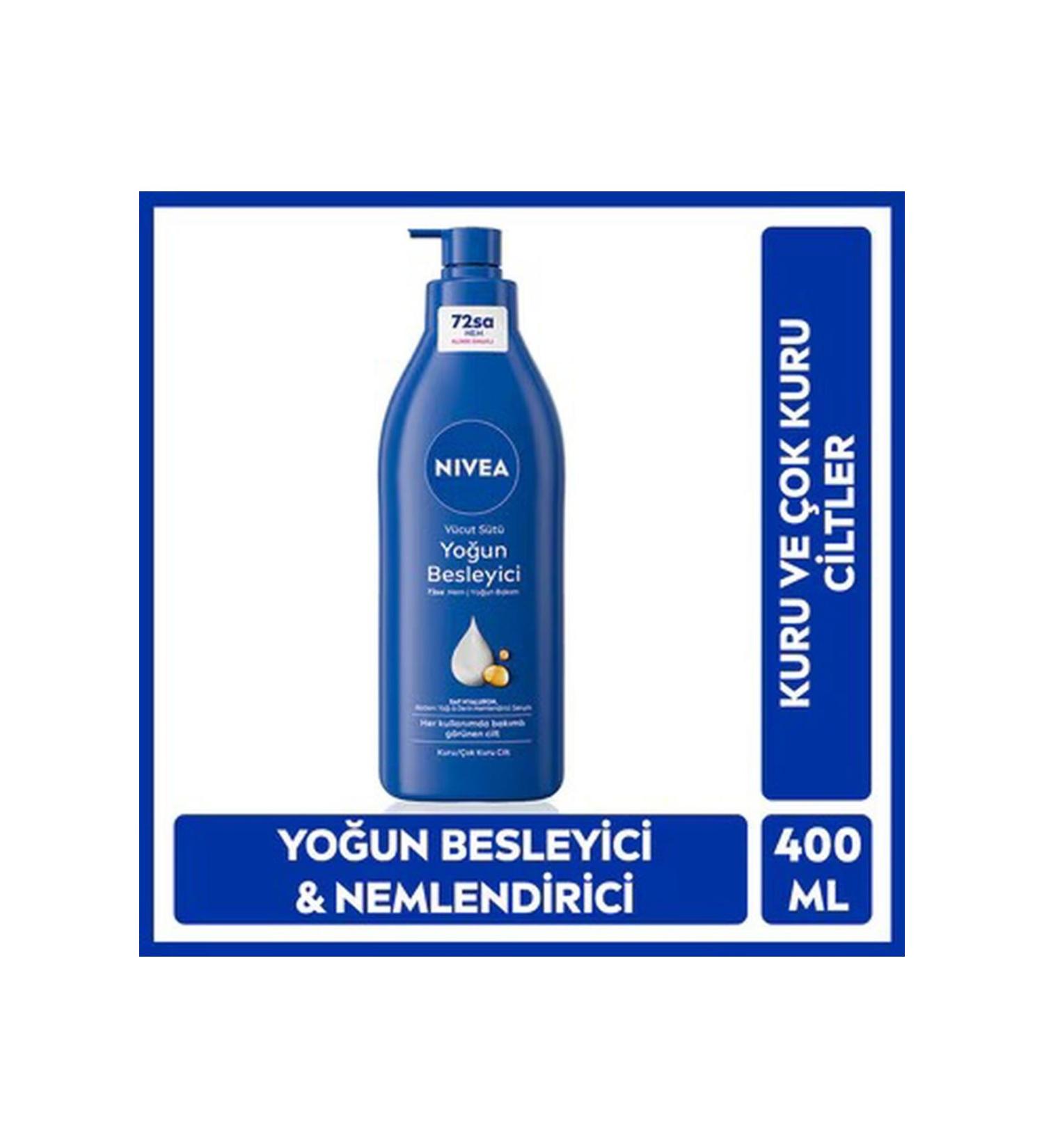 NIVEA Dry and Very Dry Skin 48 Hour Moisturizer Vitamin E and Almond Oil Nourishing Body Milk 400 ml - Buy Online on GoSupps.com