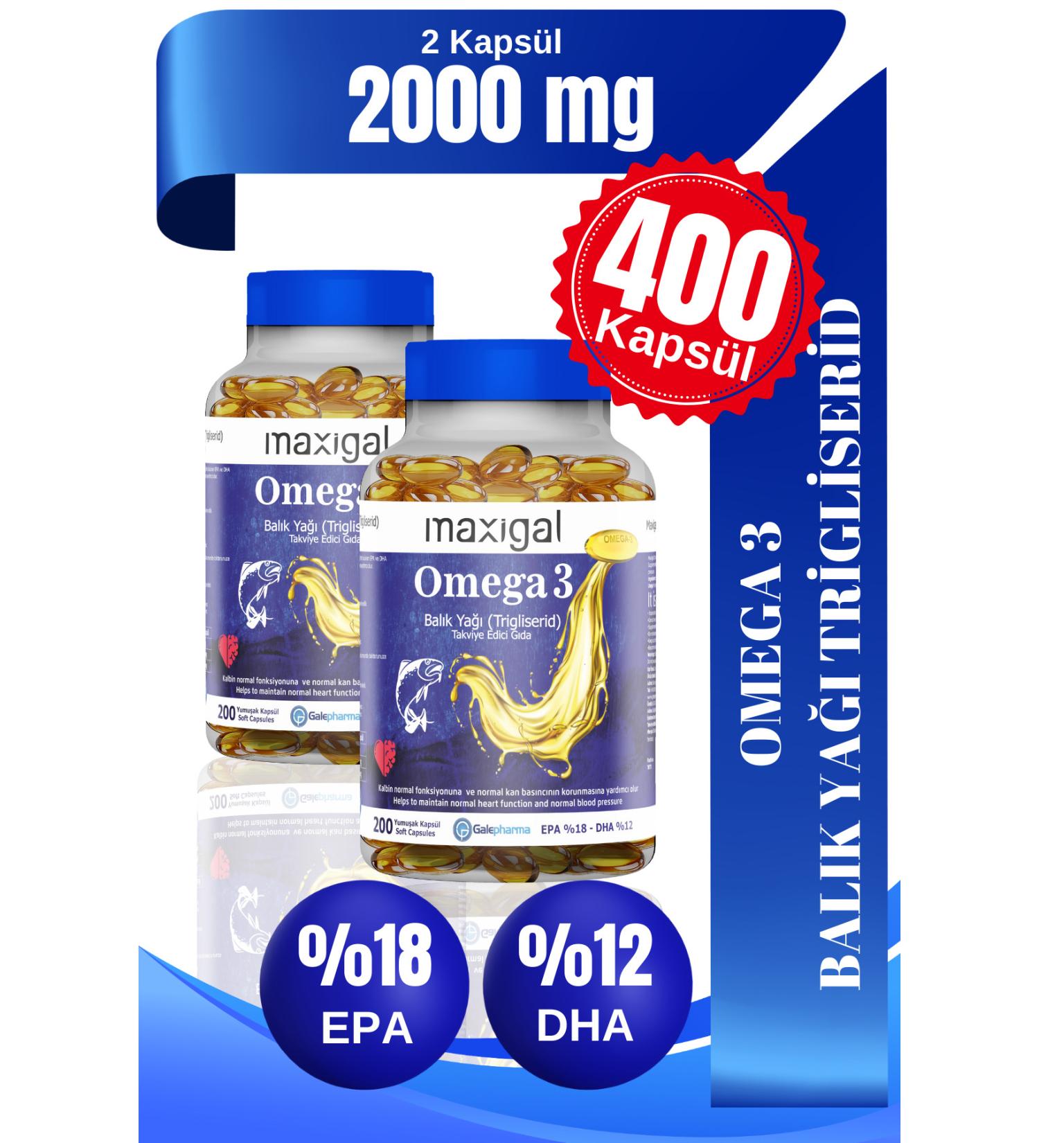 Maxigal Omega 3 Fish Oil 2000 Mg 200 Capsules 2 Pack