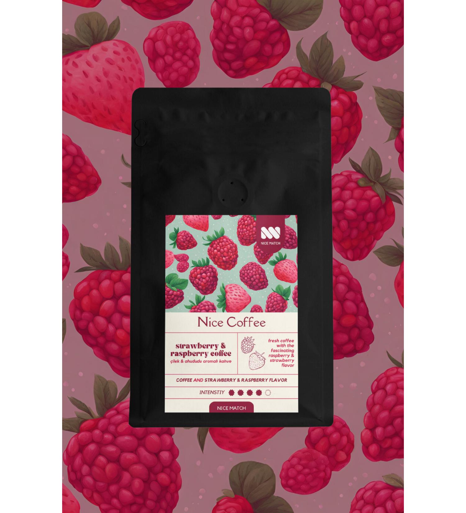 Nice Match Strawberry & Raspberry Coffee Strawberry & Raspberry Flavored Filter Coffee 200 Gr - Buy Online on GoSupps.com