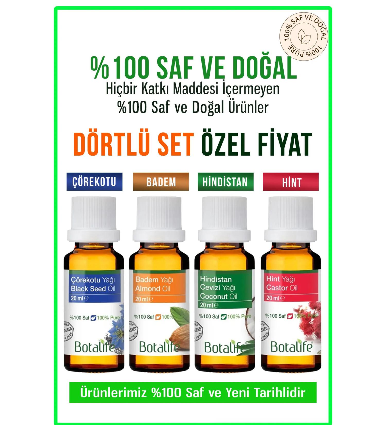 Botalife Almond Oil Black Cumin Oil Coconut and Castor Oil 20ml Special Set - Buy Online on GoSupps.com