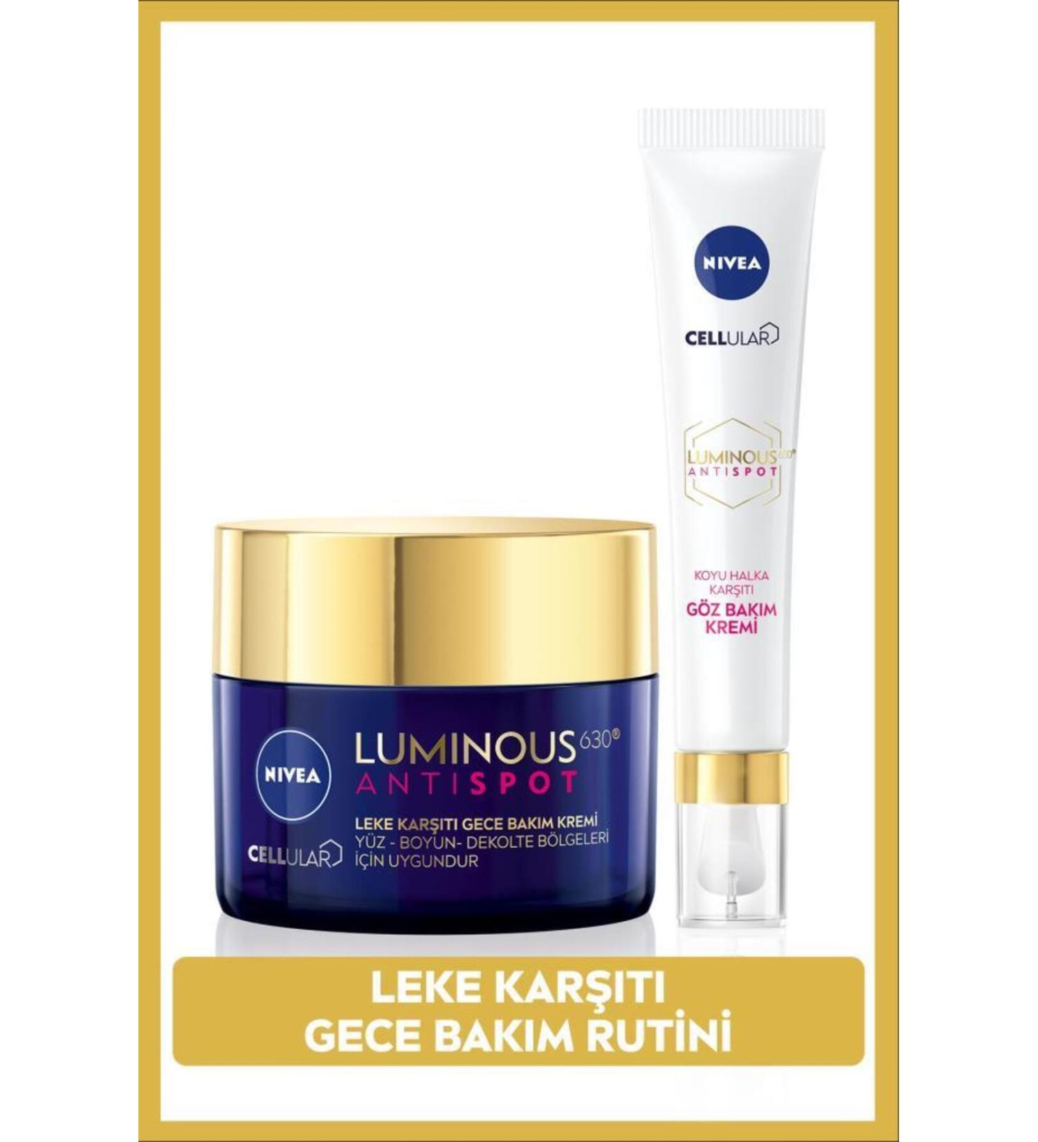 NIVEA Night Care Cream 50ml and Brightening Anti-Dark Spot Eye Care Cream 15ml BLK WW36