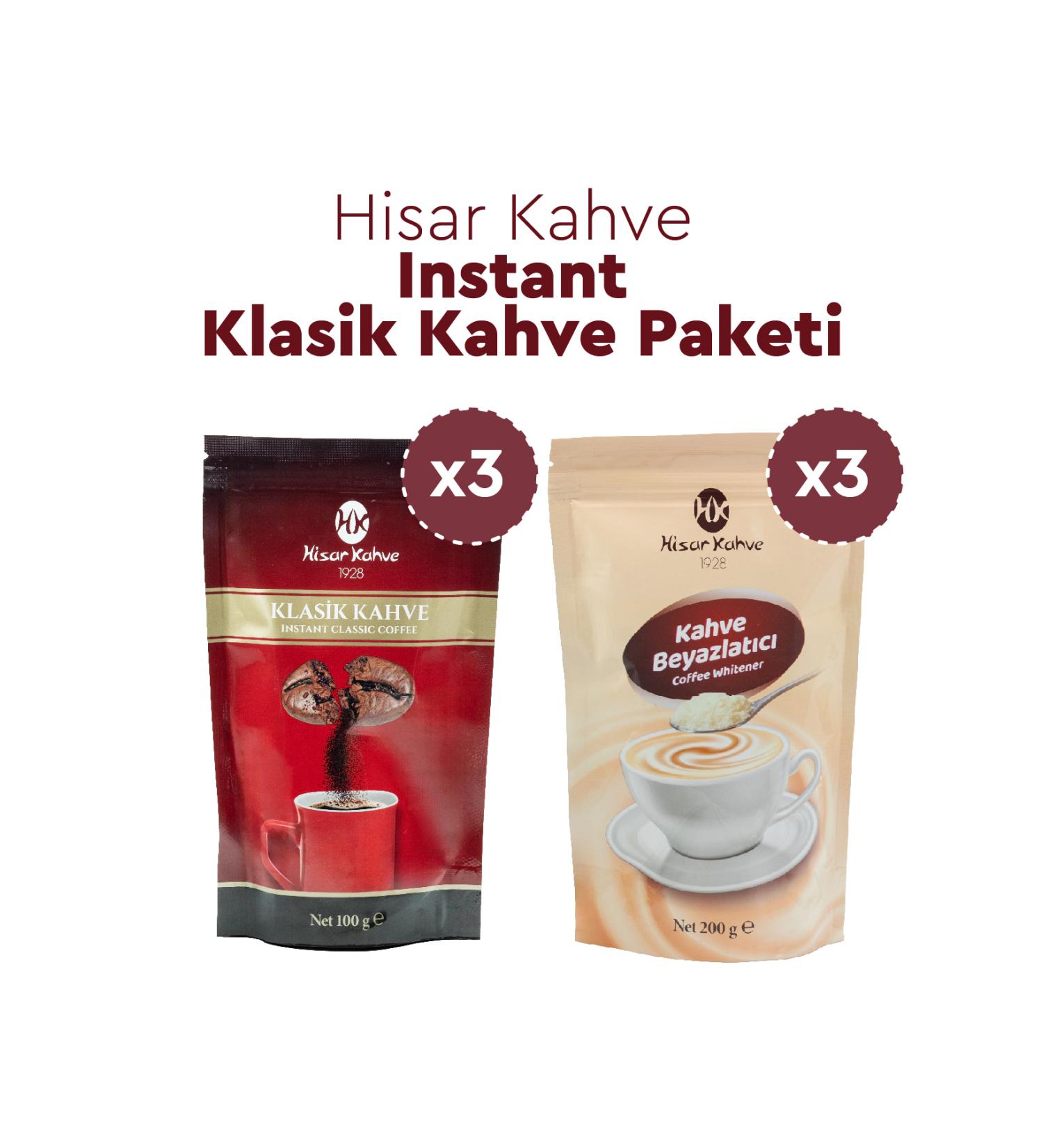 Hisar Coffee Instant Classic Coffee Package (100gx3 Classic Coffee 200gx3 Coffee Whitener)