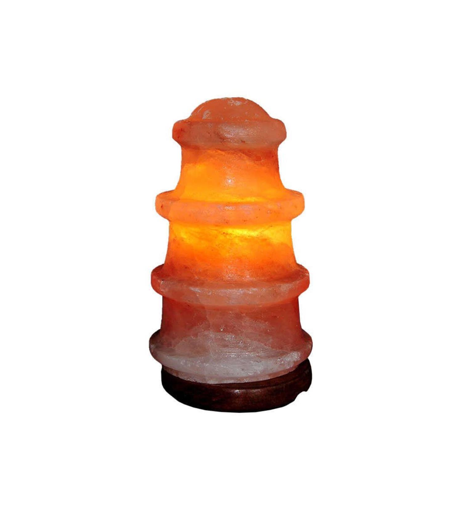 Astra Market Lighthouse Shaped Natural Himalayan Rock Salt Lamp with Wired Bulb Pink 2-3 Kg