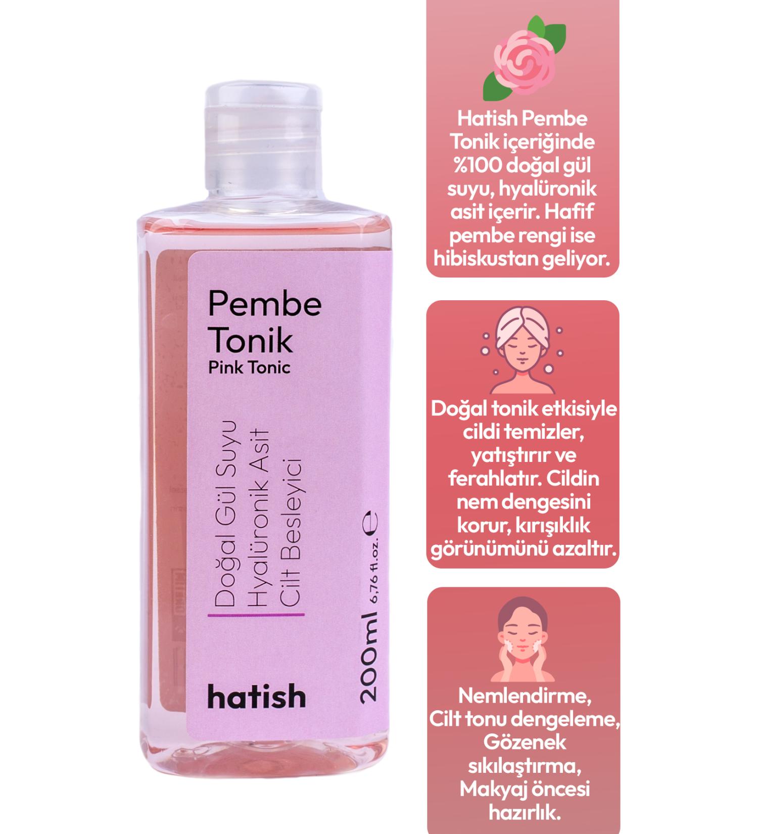 hatish Brightening & Moisturizing Pink Toner + Makeup Remover with Rose Water and Hyaluronic Acid - Buy Online on GoSupps.com
