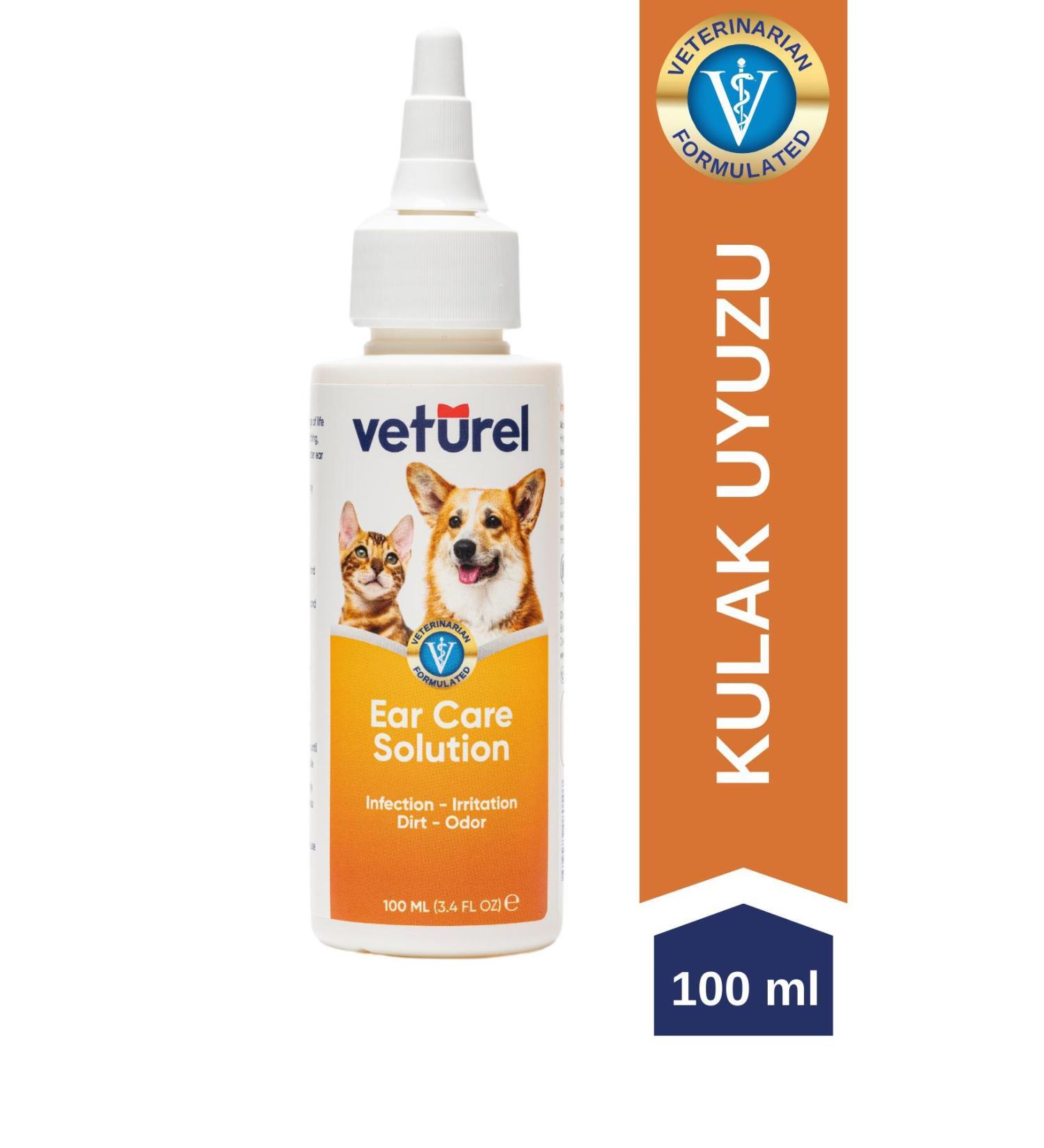 Veturel Cat Ear Cleaning Solution Dirt Infection Itching Dog Ear Scabies Odor Preventive Care 100ml - Buy Online on GoSupps.com