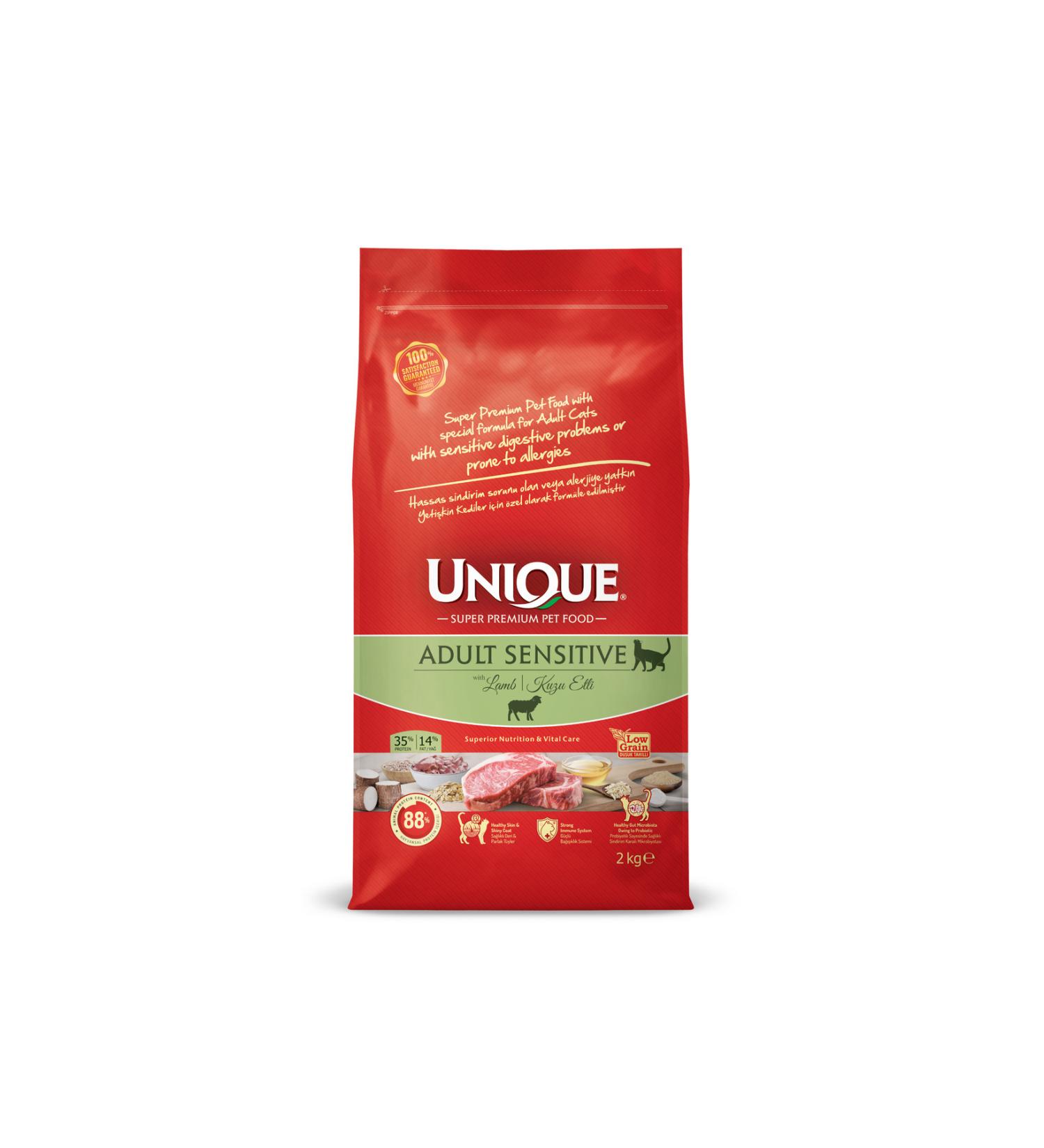 Unique Adult Sensitive Adult Cat Food Lamb Meat 2 Kg - Buy Online on GoSupps.com