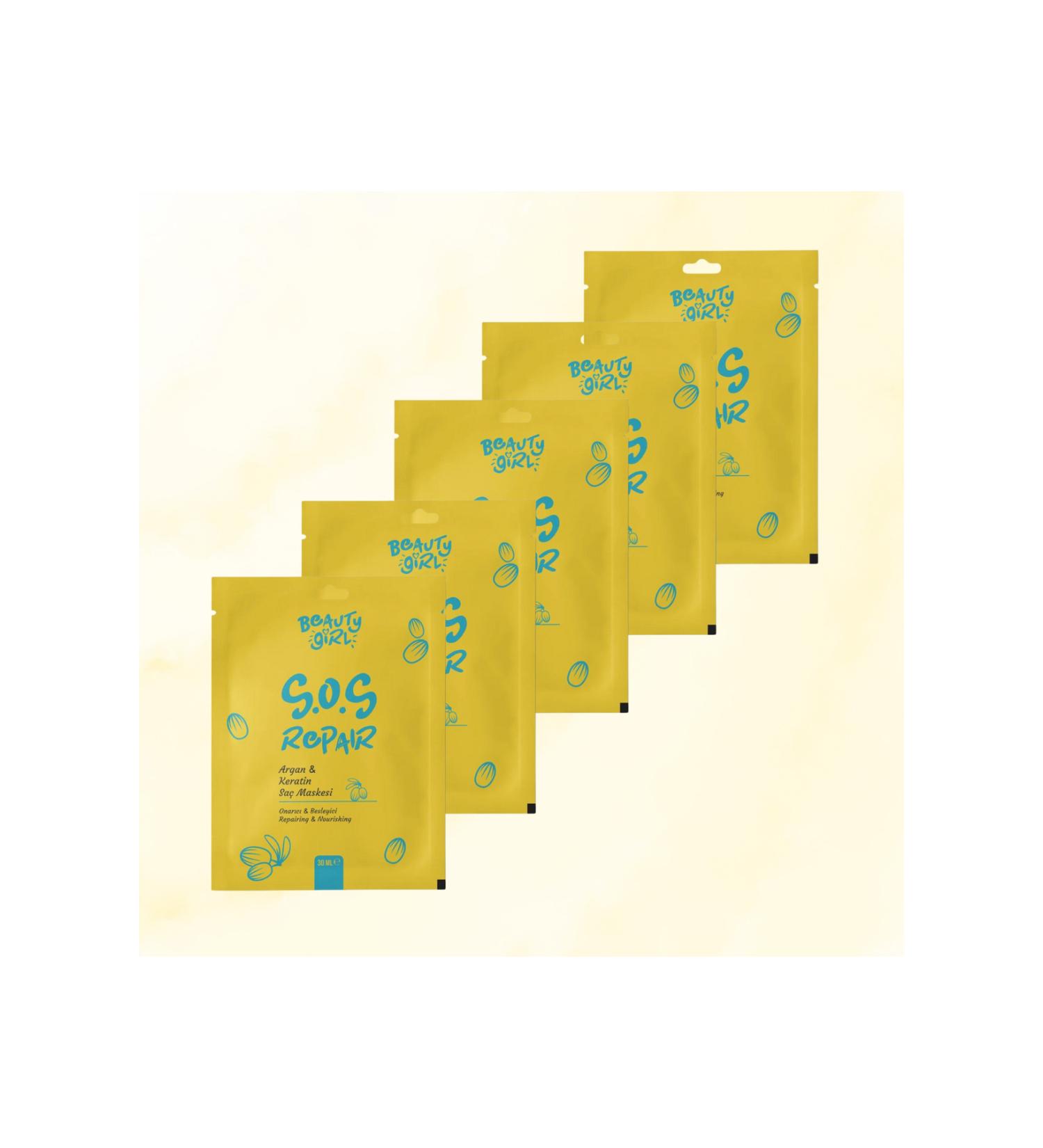 beauty girl Argan Keratin Repair Hair Mask 30 ml X 5 Pcs