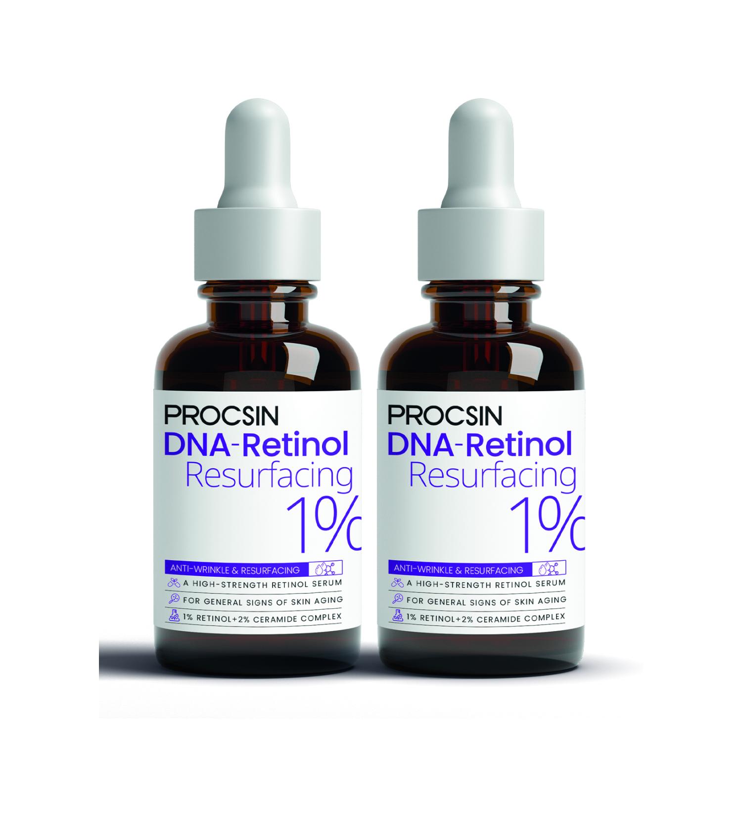 PROCSIN Hydro Solution 1% Retinol + Ceramide Intensive Anti-Wrinkle + Regenerating Serum 30ML x2 - Buy Online on GoSupps.com
