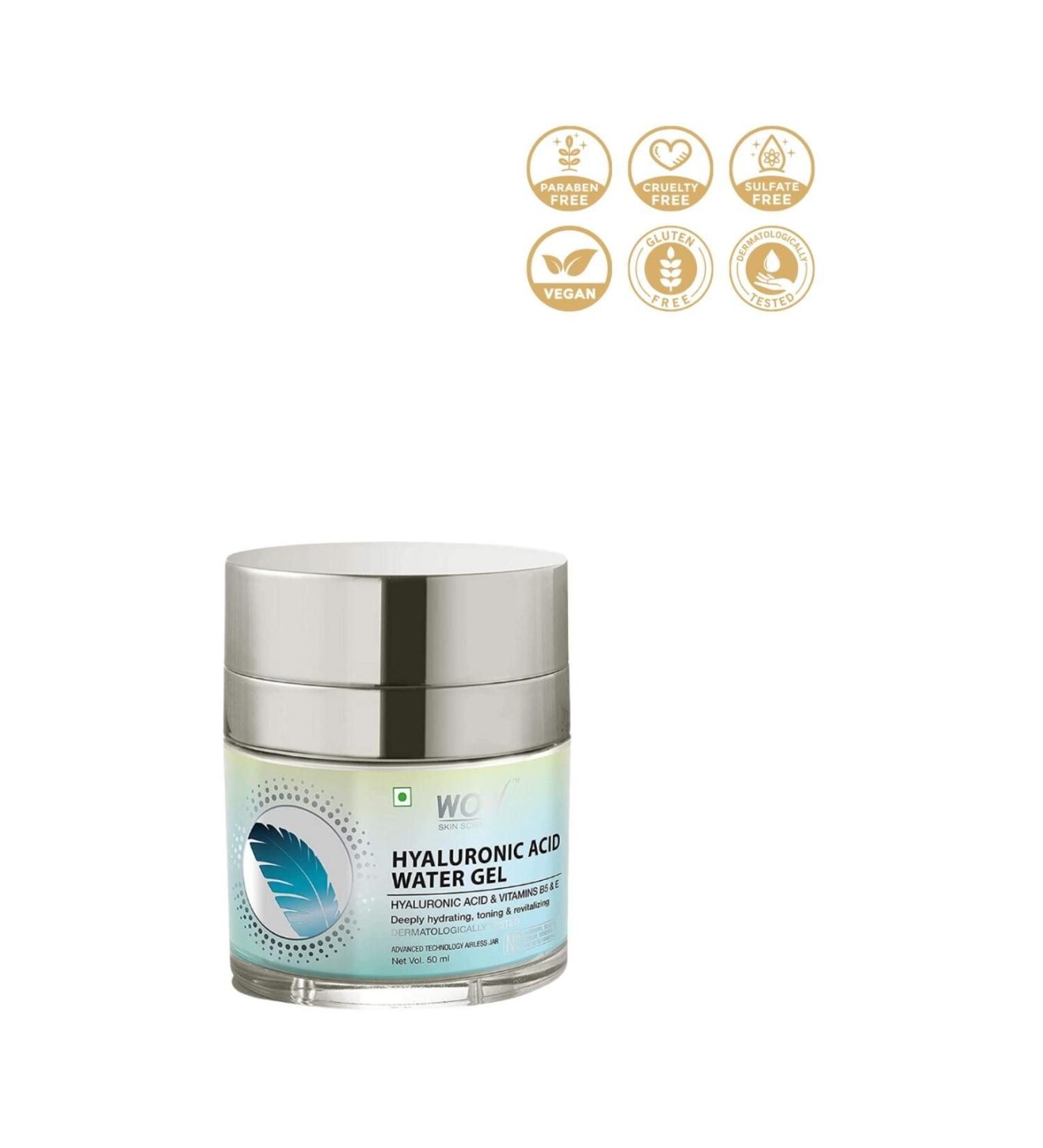 WOW Skin Science Hyaluronic Acid Water Gel Skin Cream For All Skin Types 1 Natural Ingredient-Even Toning B5vita 50ml - Buy Online on GoSupps.com