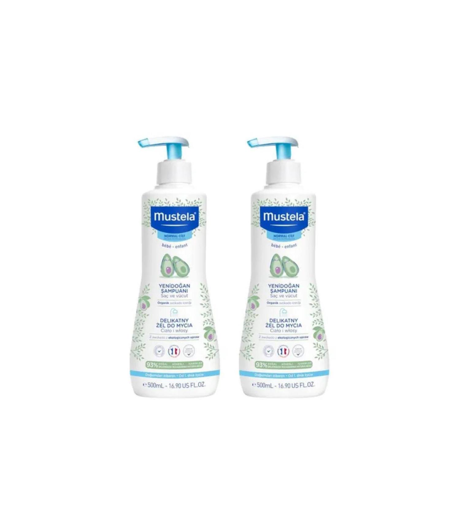 Mustela Gentle Cleansing Gel Newborn Shampoo 500 ml X 2