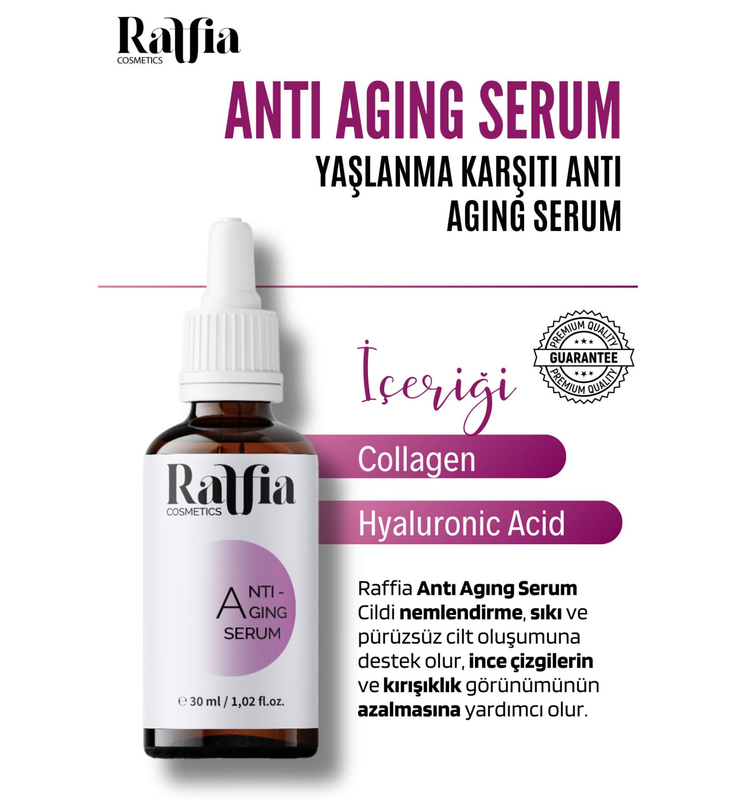 Raffia Cosmetics Anti-Aging Serum 30ml Hyaluronic Acid Collagen Supported Anti-Aging Serum - Buy Online on GoSupps.com