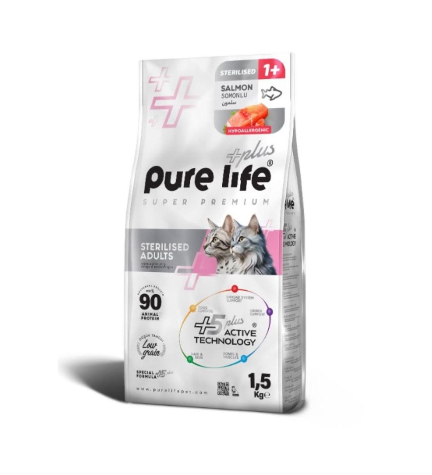 PureLife Plus Sterile Salmon Adult Cat Food 1.5kg