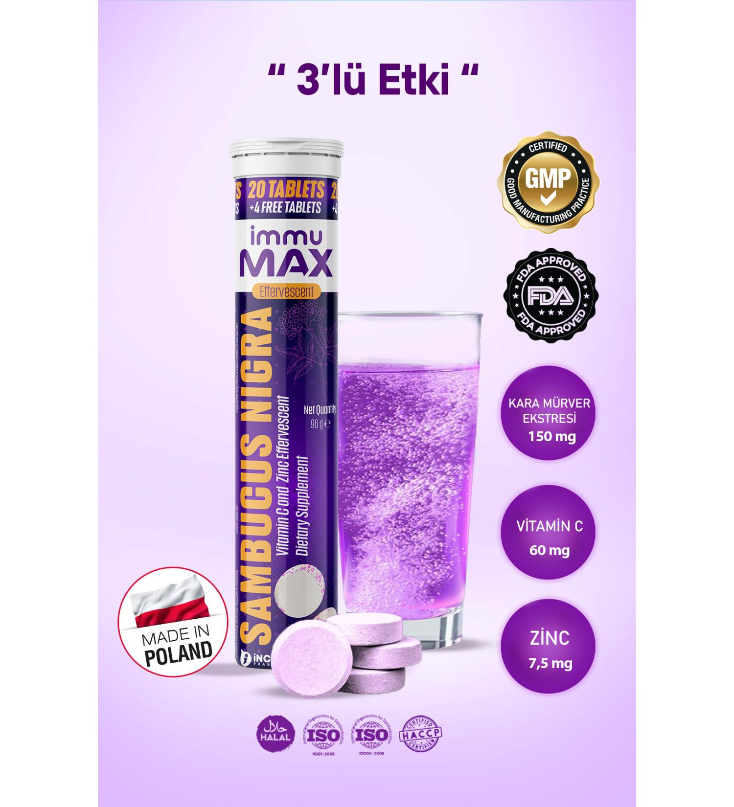 inMAX immuMAX Sambucus Nigra (Black Elderberry) + (Vitamin C + Zinc) Effervescent Tablet - Buy Online on GoSupps.com