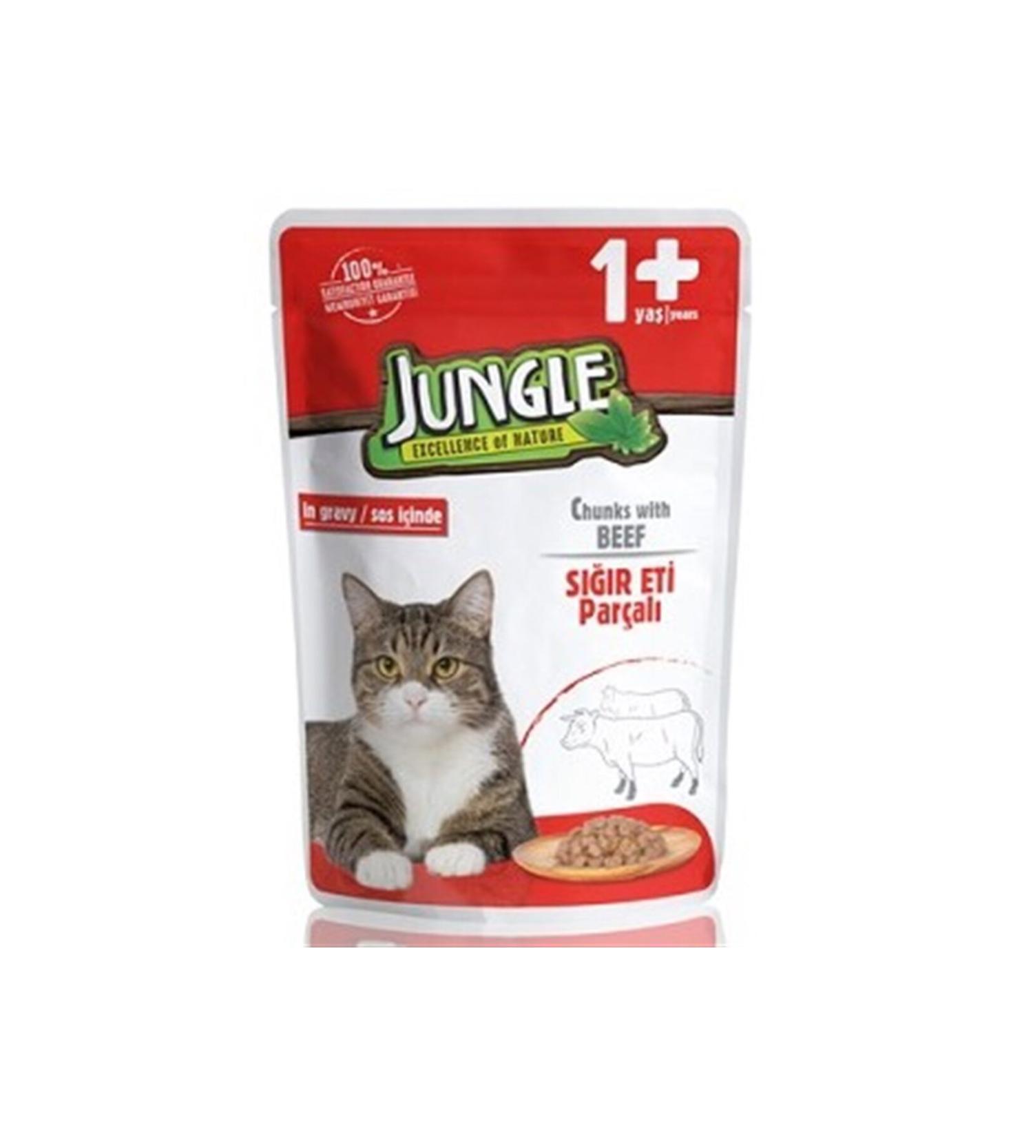 Jungle Steak Adult Cat Pouch 100 gr X 12 Pcs