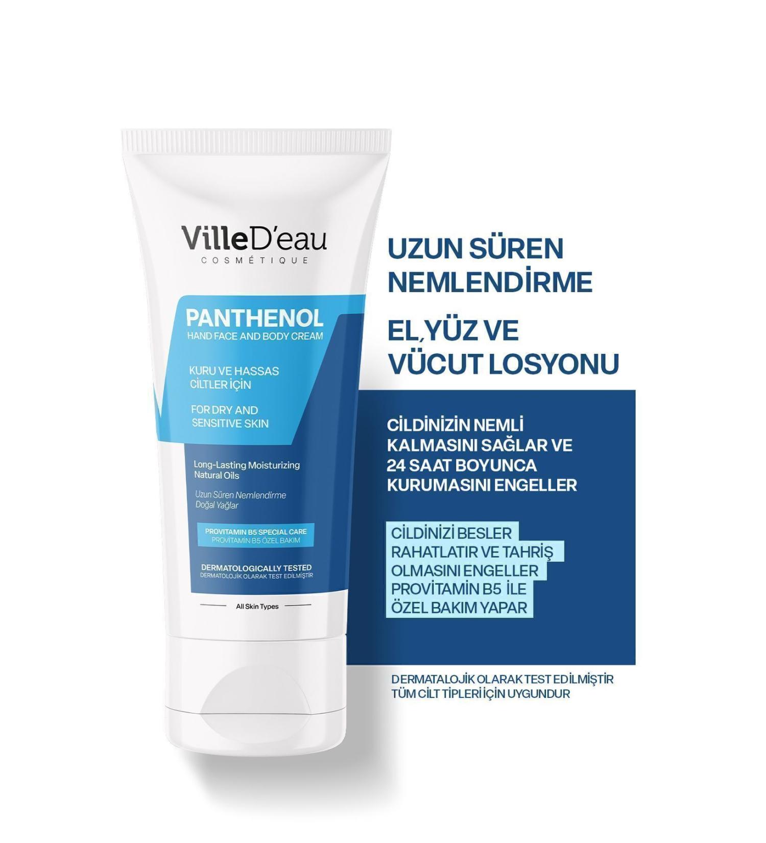 VilleD'eau Panthenol Hand Face Body Moisturizing Cream 75 ml - Buy Online on GoSupps.com