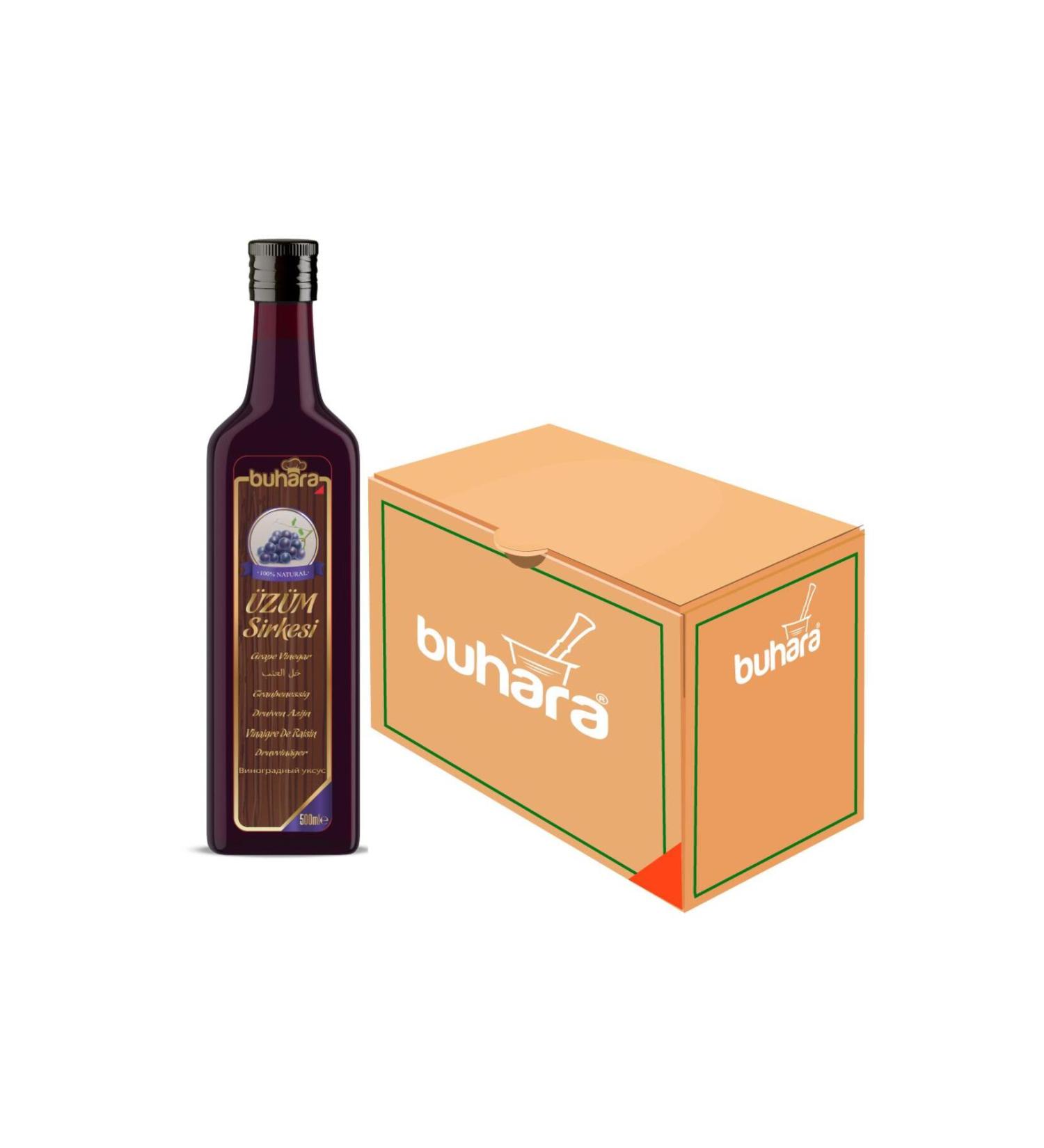 Buhara WHOLESALE GRAPE VINEGAR GLASS BOTTLE 500 ML x 12 Pcs.
