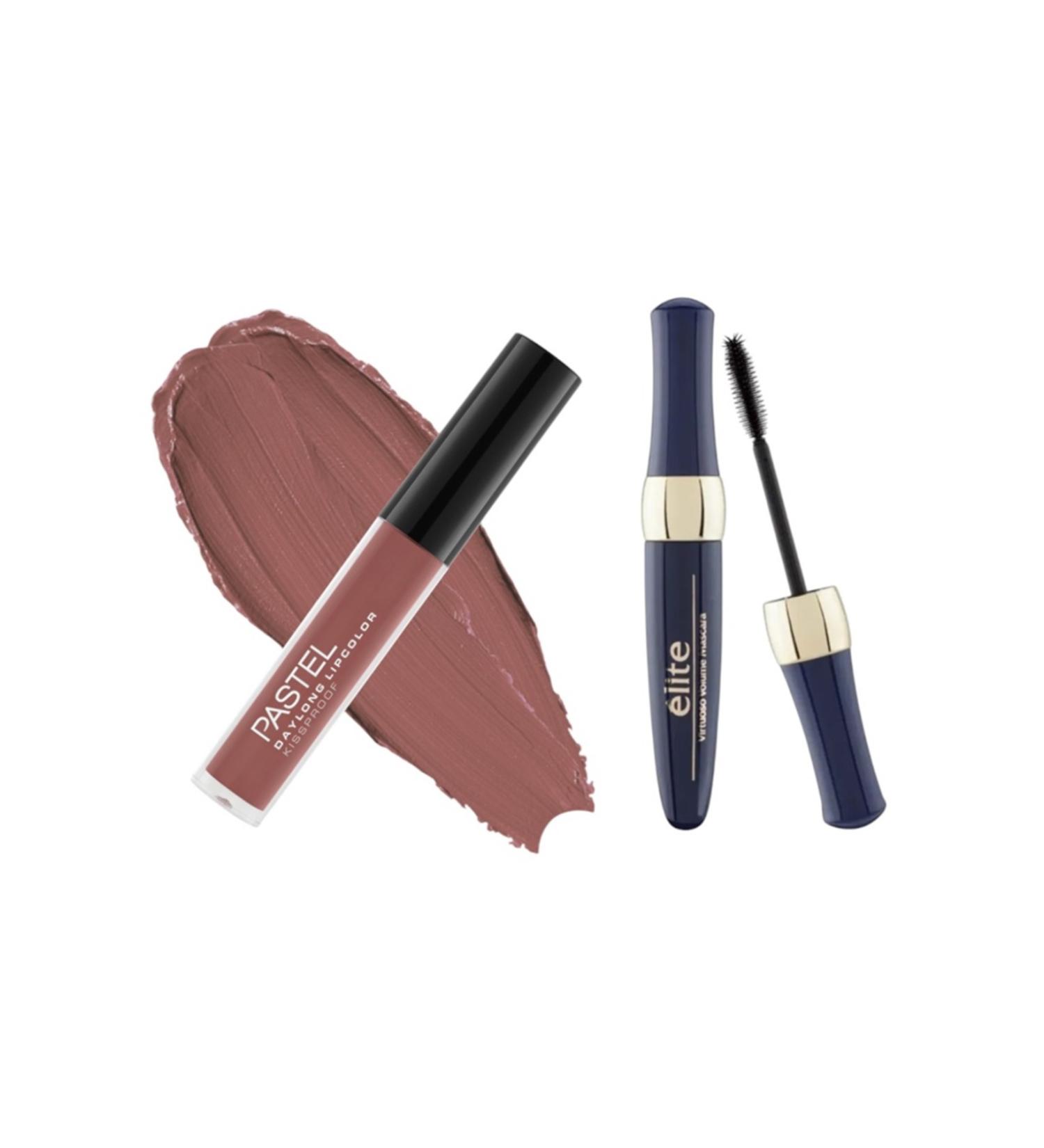 Pastel Daylong Lipcolor Kissproof - Liquid Matte Lipstick 20 + Elite V rtuoso Volume Mascara