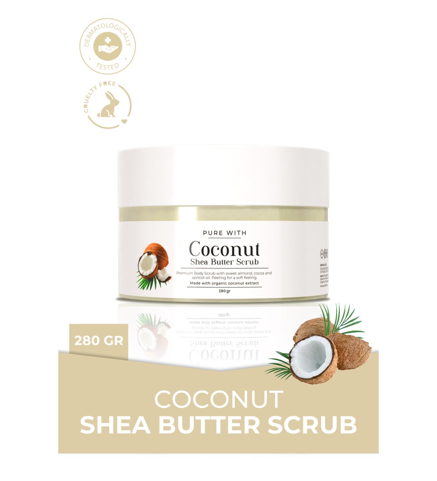 Purewith Coconut Shea Butter Body Scrub | Nourishing Purifying and Moisturizing | 280 g