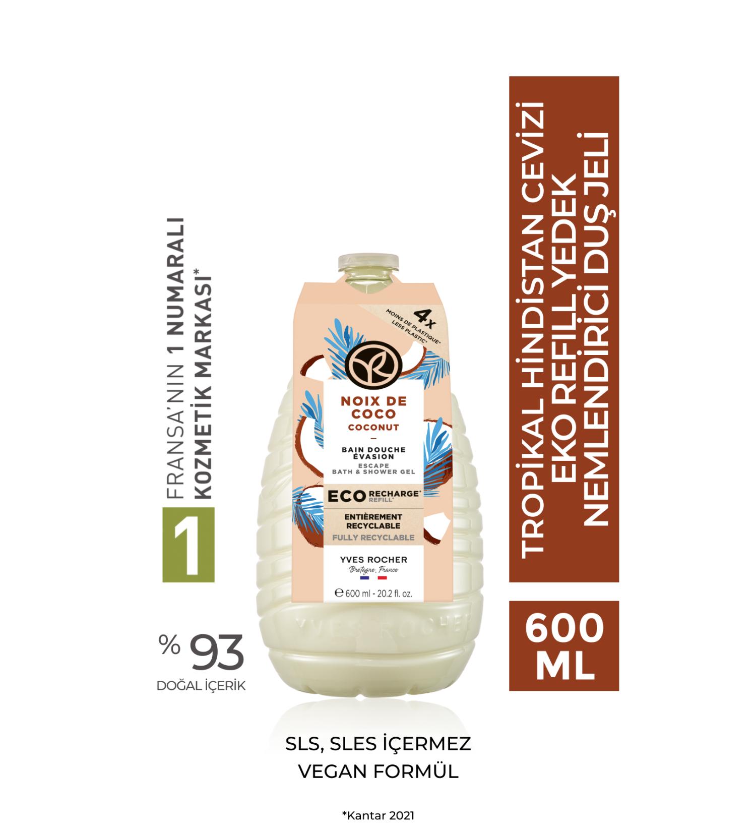Yves Rocher Natural Foaming Silky Texture Moisturizing Tropical Coconut Scented Shower Gel 600 ml eleg.2883