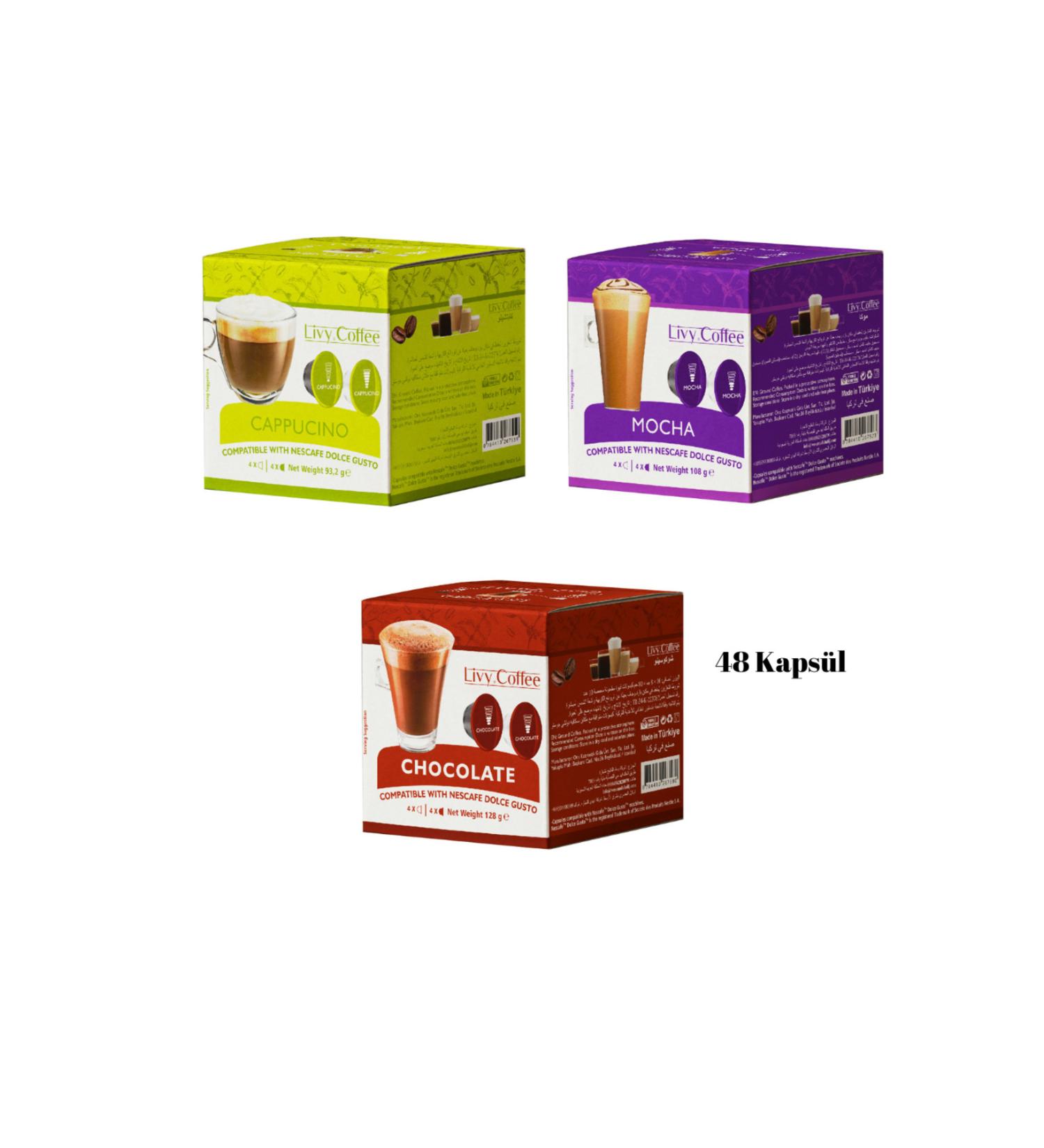 Livy Coffee Dolce Gusto Compatible Capsule Coffee Set 3 Pcs 48 Capsules