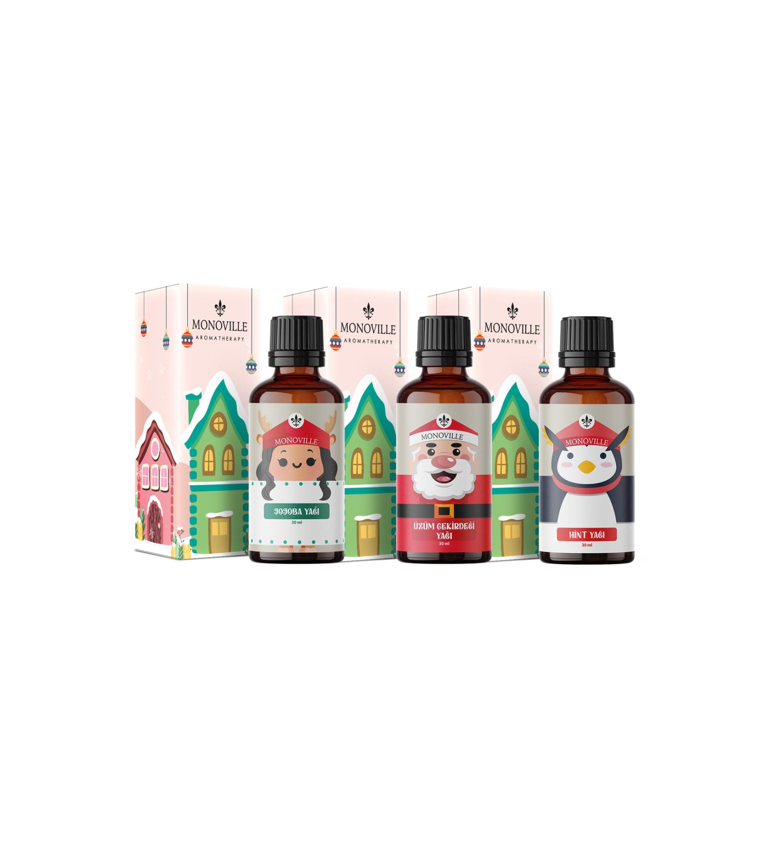Monoville Jojoba Oil 30 ml Grape Oil 30 ml Castor Oil 30 ml (New Year Gift Set) 3x30 ml - Buy Online on GoSupps.com
