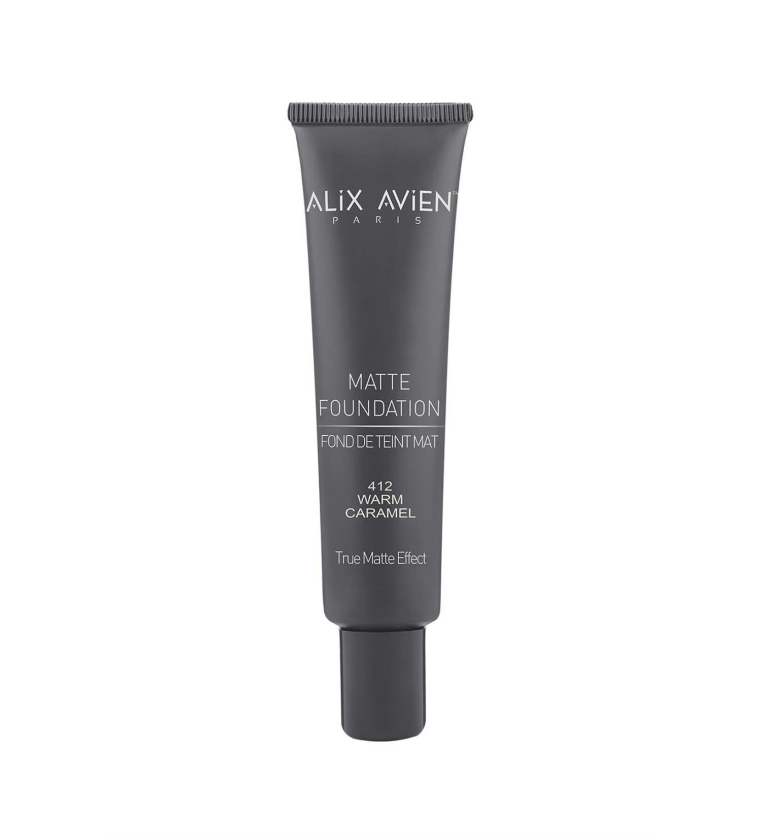 Alix Avien Matte Foundation - High Coverage Long-Lasting Effect - Matte Foundation 412 Warm Caramel 40 ml - Buy Online on GoSupps.com