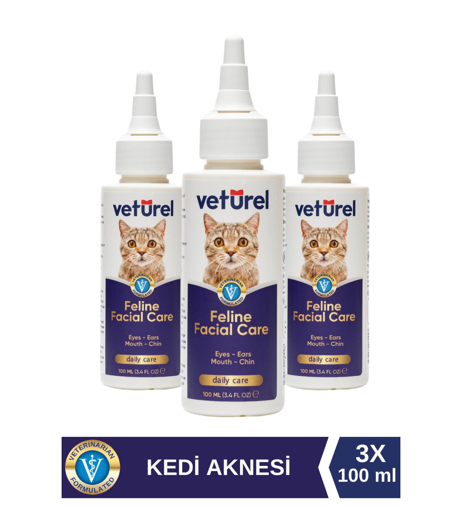 Veturel Daily Cat Face Cleaning Ear Nose Eye Mouth Chin Acne Tear Stain Care Spray 3x100ml - Buy Online on GoSupps.com