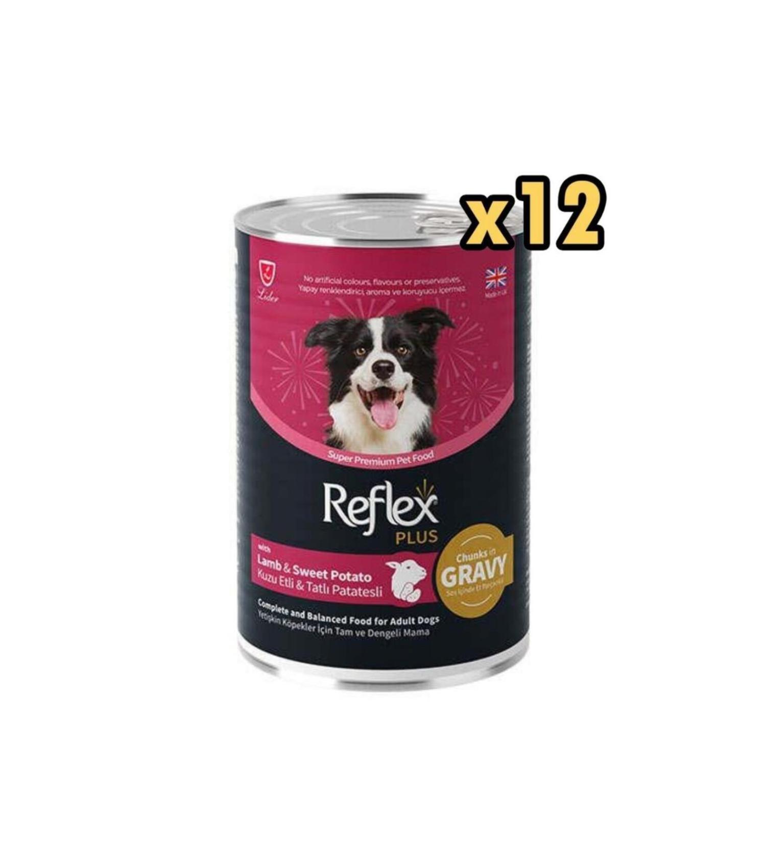 Reflex Plus Lamb and Sweet Potato Meat Pieces Sauce Canned Dog Food 400 Gr x 12 Pieces