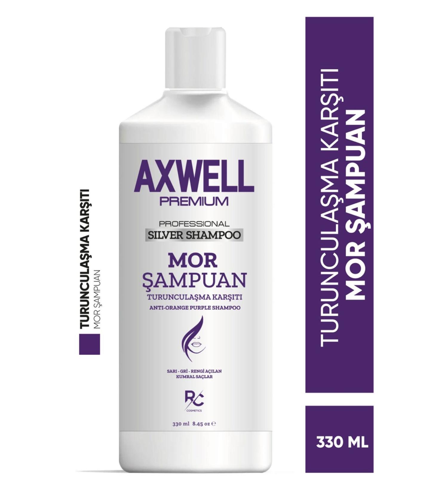 AXWELL PREMIUM Professional Silver Shampoo (ANTI-ORANGE PURPLE SHAMPOO) 330ml - Buy Online on GoSupps.com