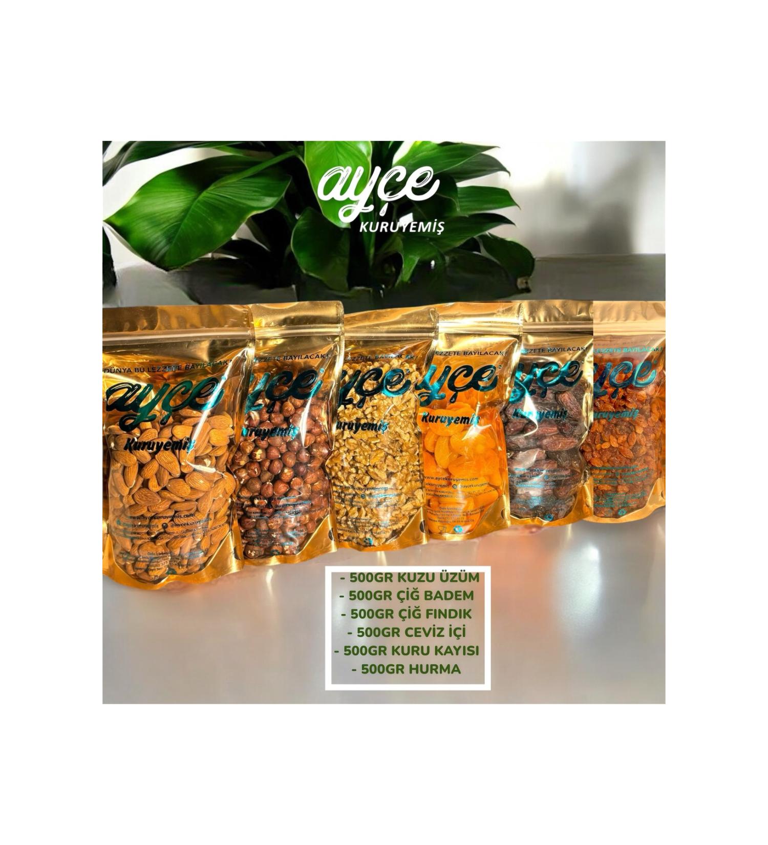 Ay e Dried Nuts SIX-PIECE RAW DRIED NUT 3KG (almonds hazelnuts raisins dried apricots dates walnuts)