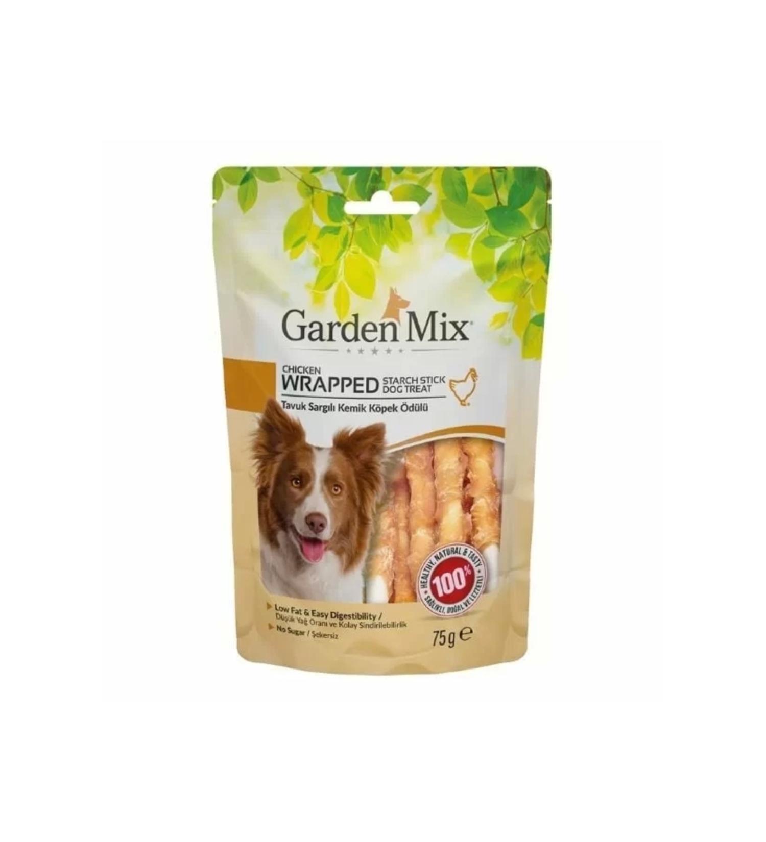 Raftantopla Garden Mix Chicken Meat Wrapped Bone Low Fat Sugar Free Stick Dog Reward Food 75 Gr