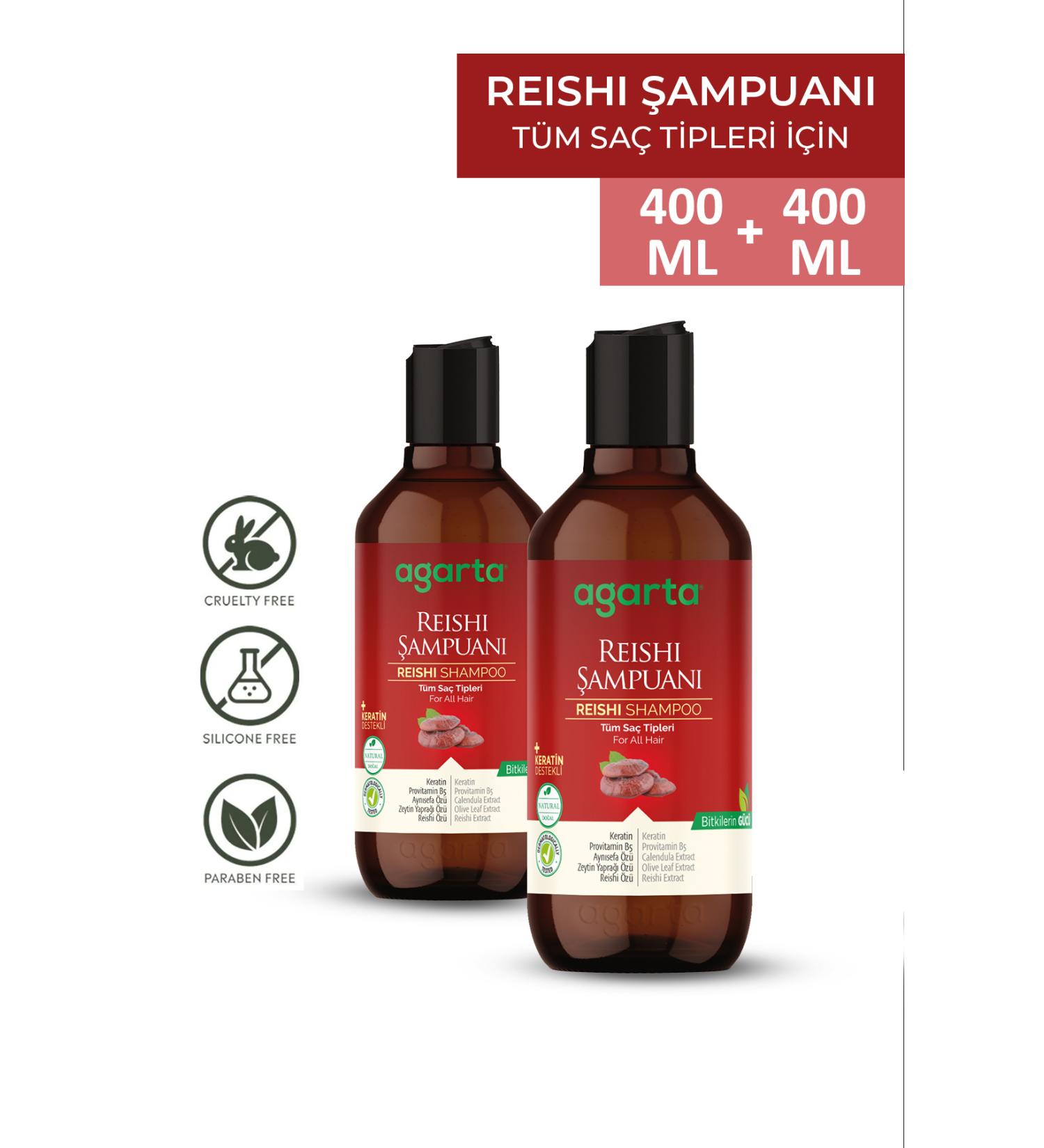Agarta 2 Pieces Natural Reishi Mushroom Extract Shampoo 400 ml - Buy Online on GoSupps.com