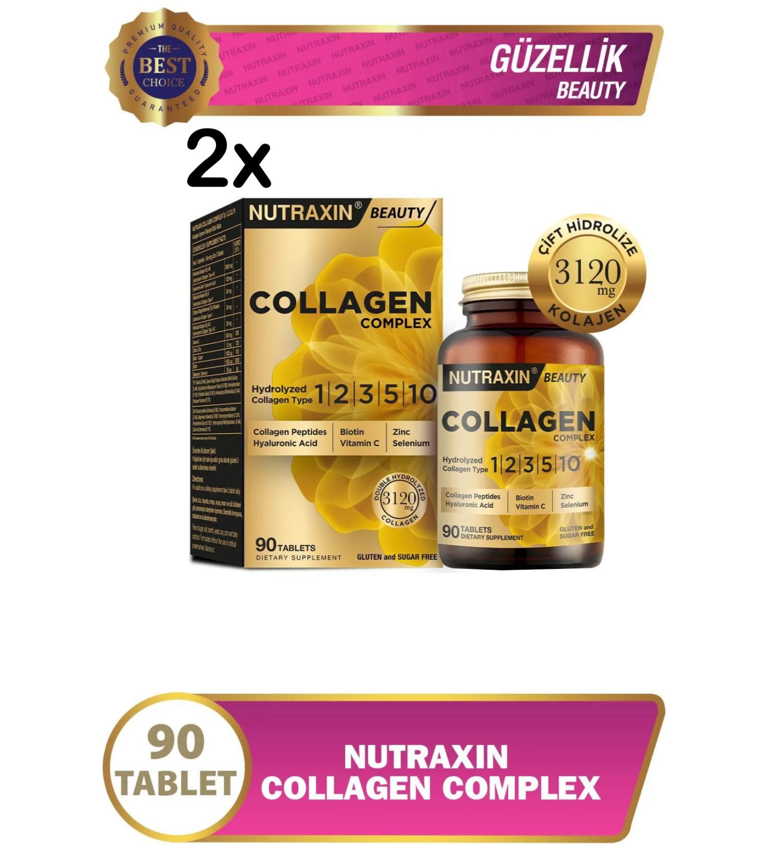Nutraxin Hydrolyzed Collagen Type 1-2-3-5-10 Complex 2X90 Tablets - Buy Online on GoSupps.com